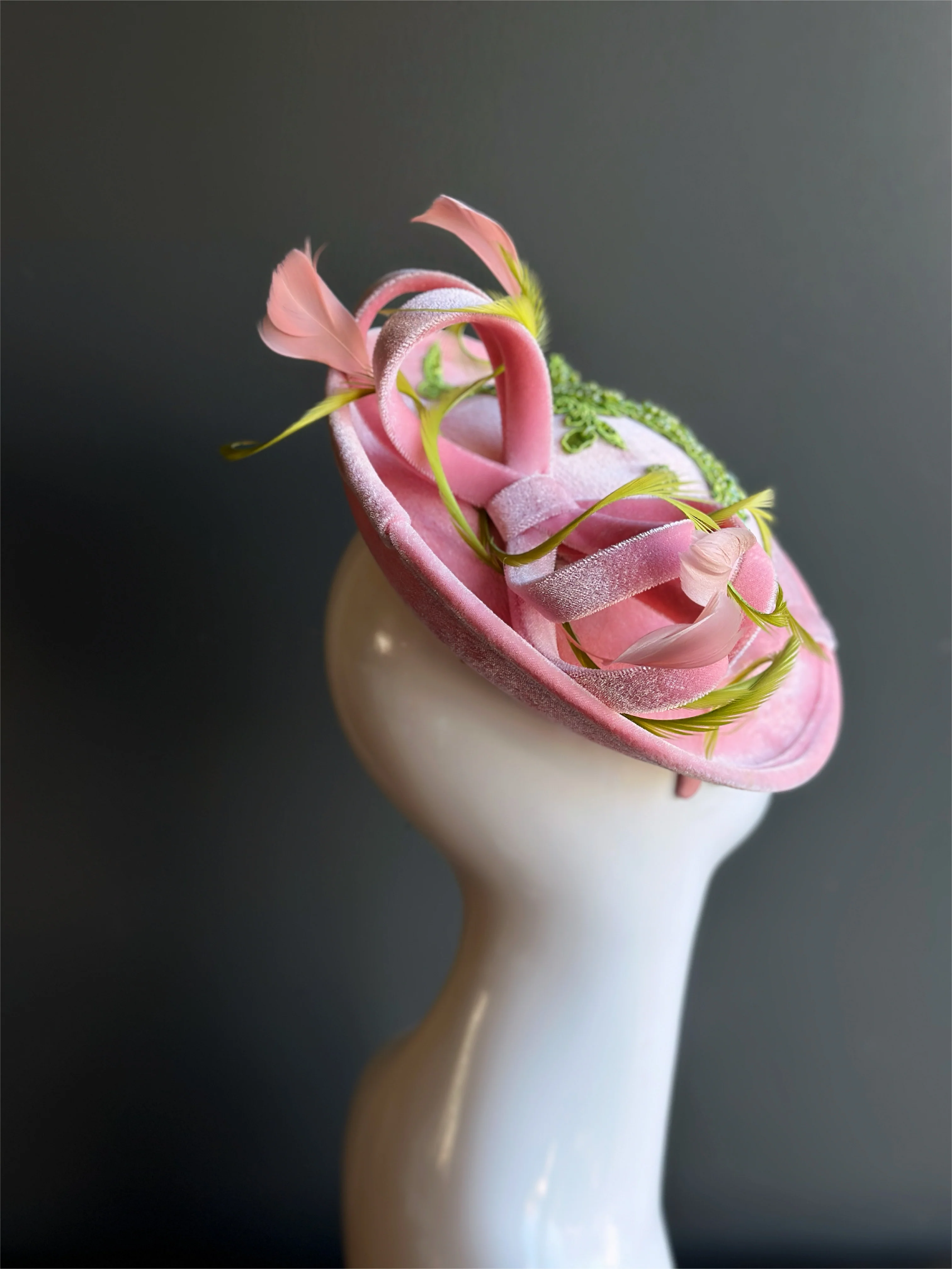 Alpha Kappa Alpha Fascinator AKA Pink Green Hat - Image 4
