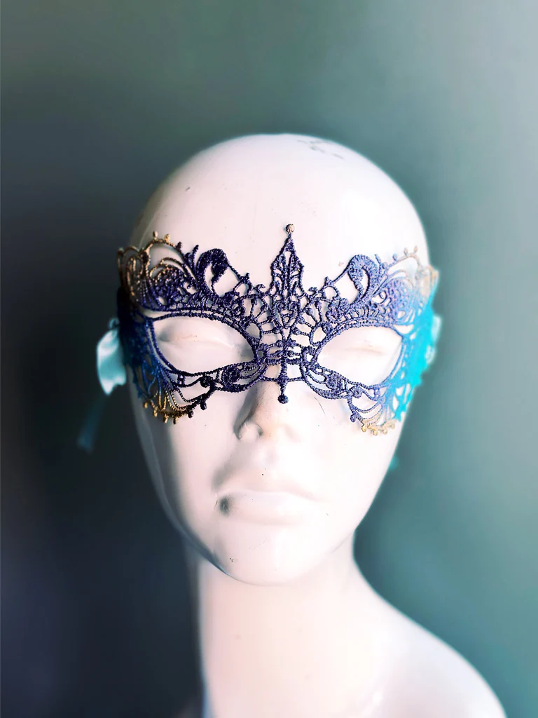 Ana Lace Mask - Blue Gold - Image 2