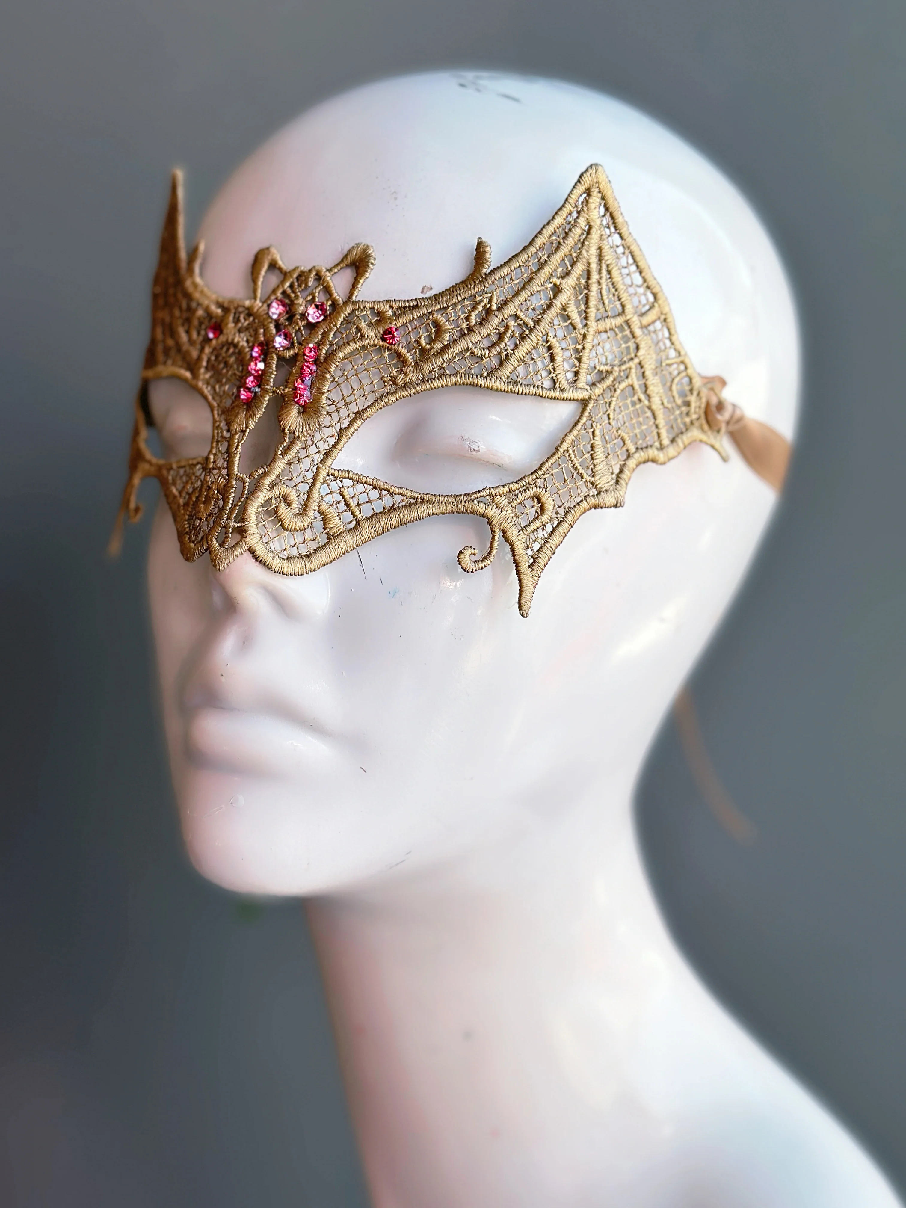 Bat Rhinestone Mask - Gold