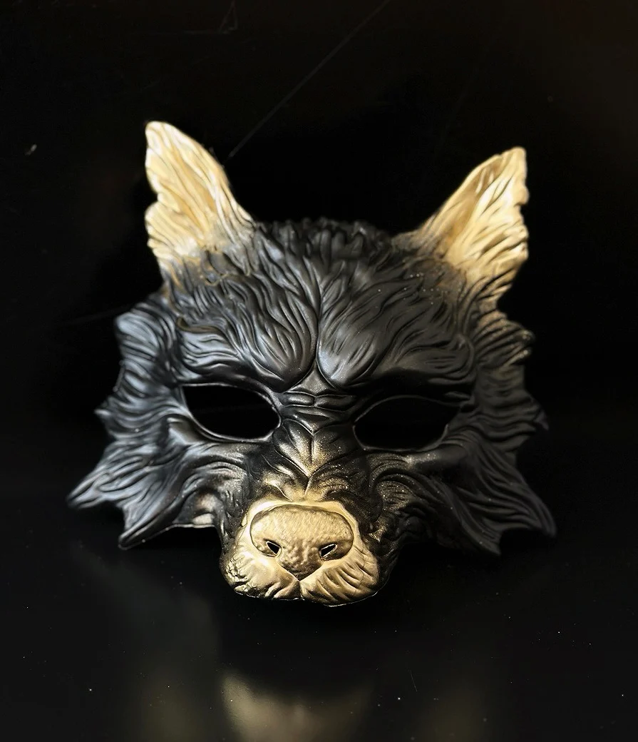 Werewolf Mask - Black and Gold
