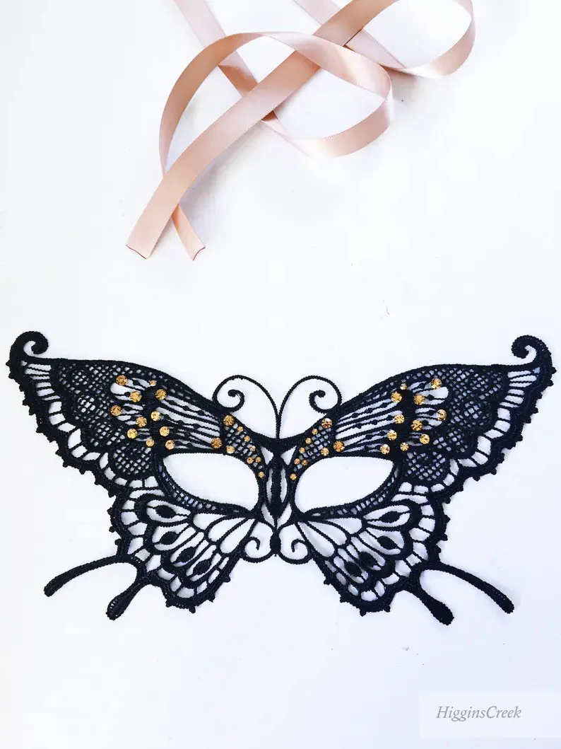 Black Lace Butterfly Mask - Image 2