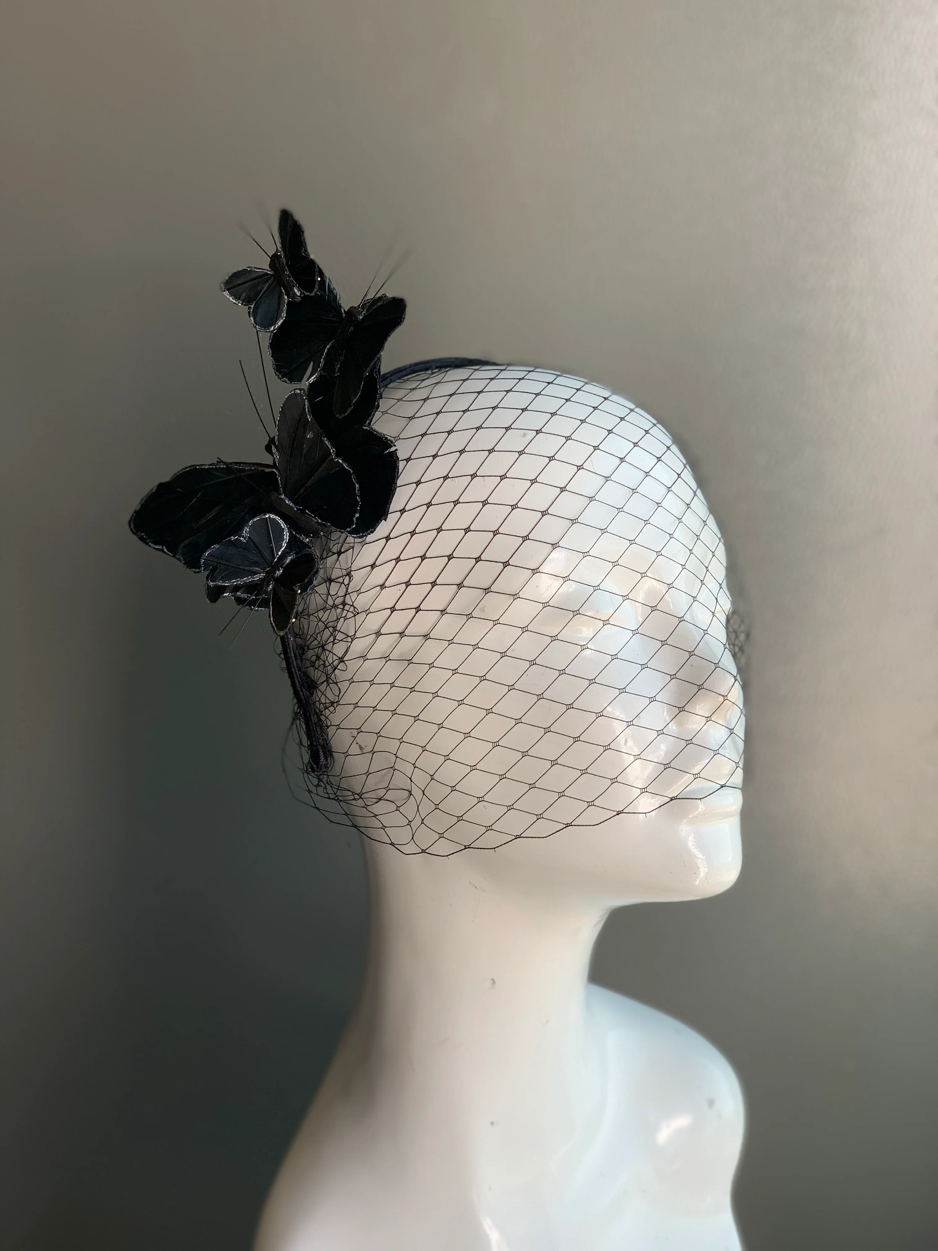 Midnight Flutter Veil Fascinator
