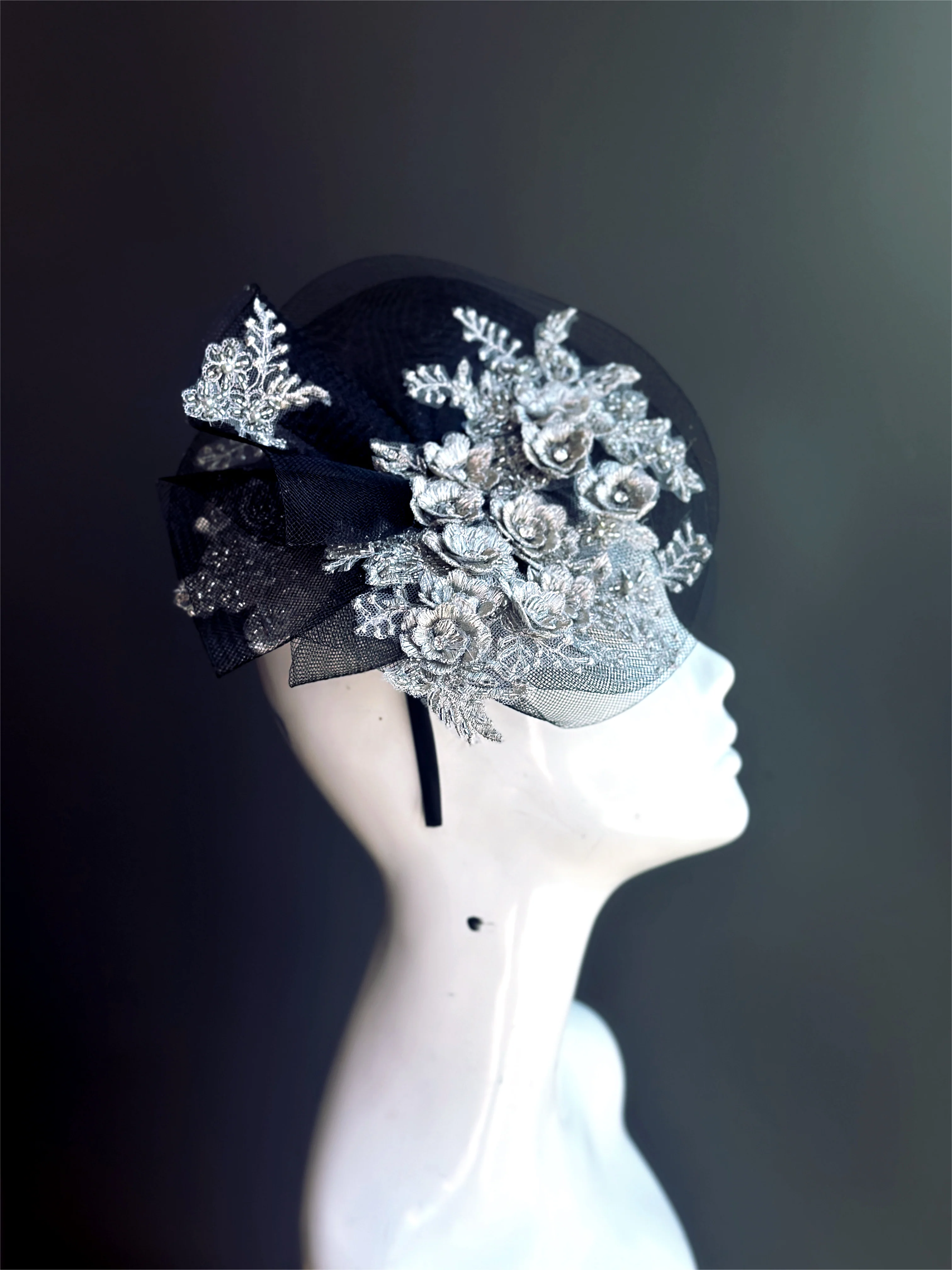 Noir Argent Fascinator - Image 3