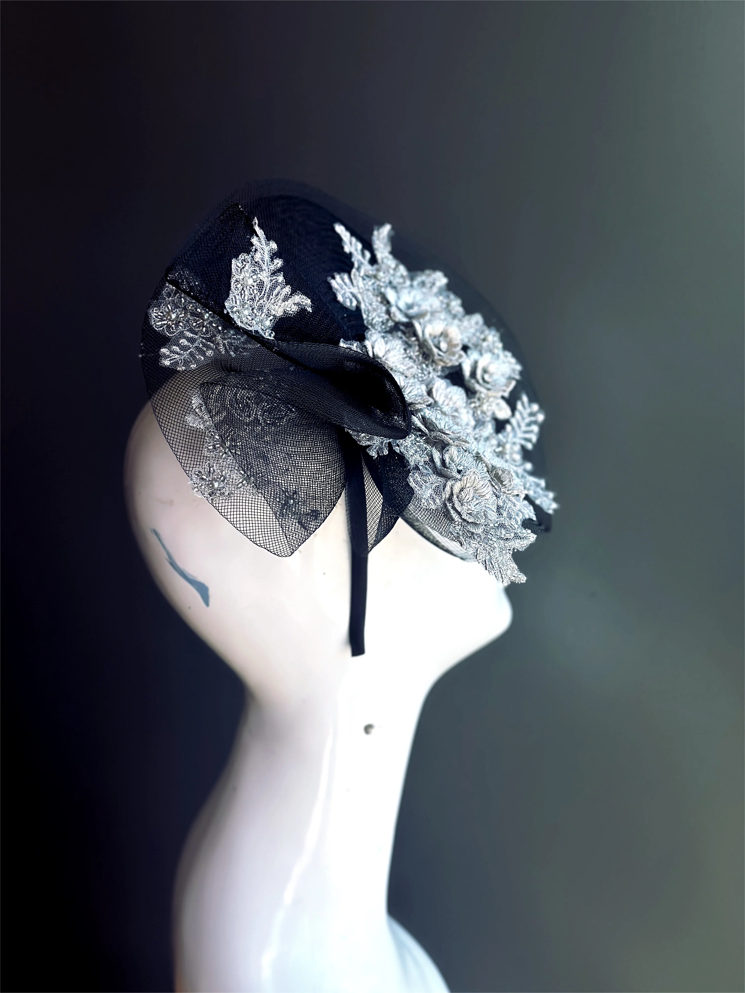 Noir Argent Fascinator - Image 4