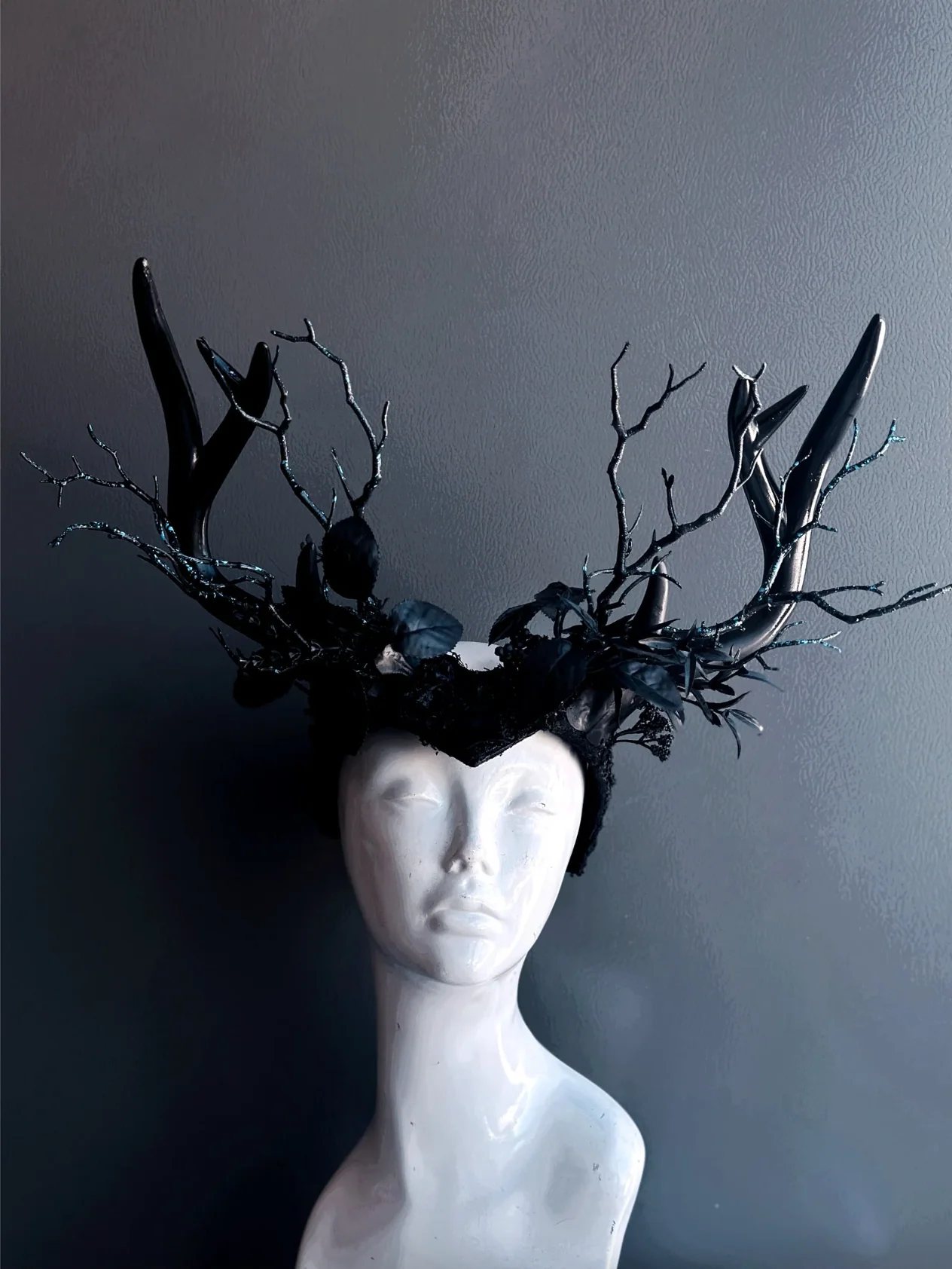 Deer Antler Headdress - Black Forest - Image 4
