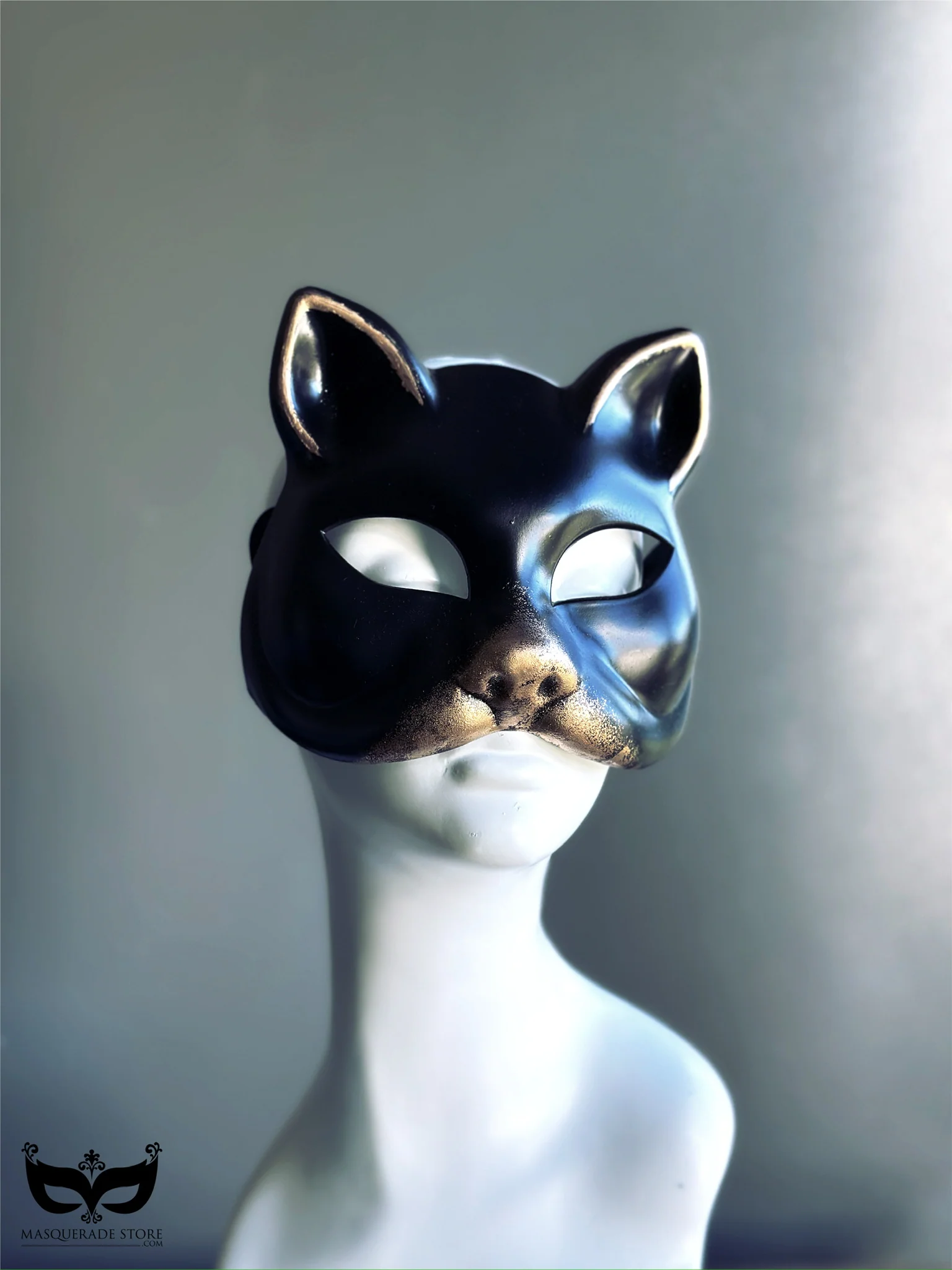 Velvet Whiskers - Black Gold Cat Mask
