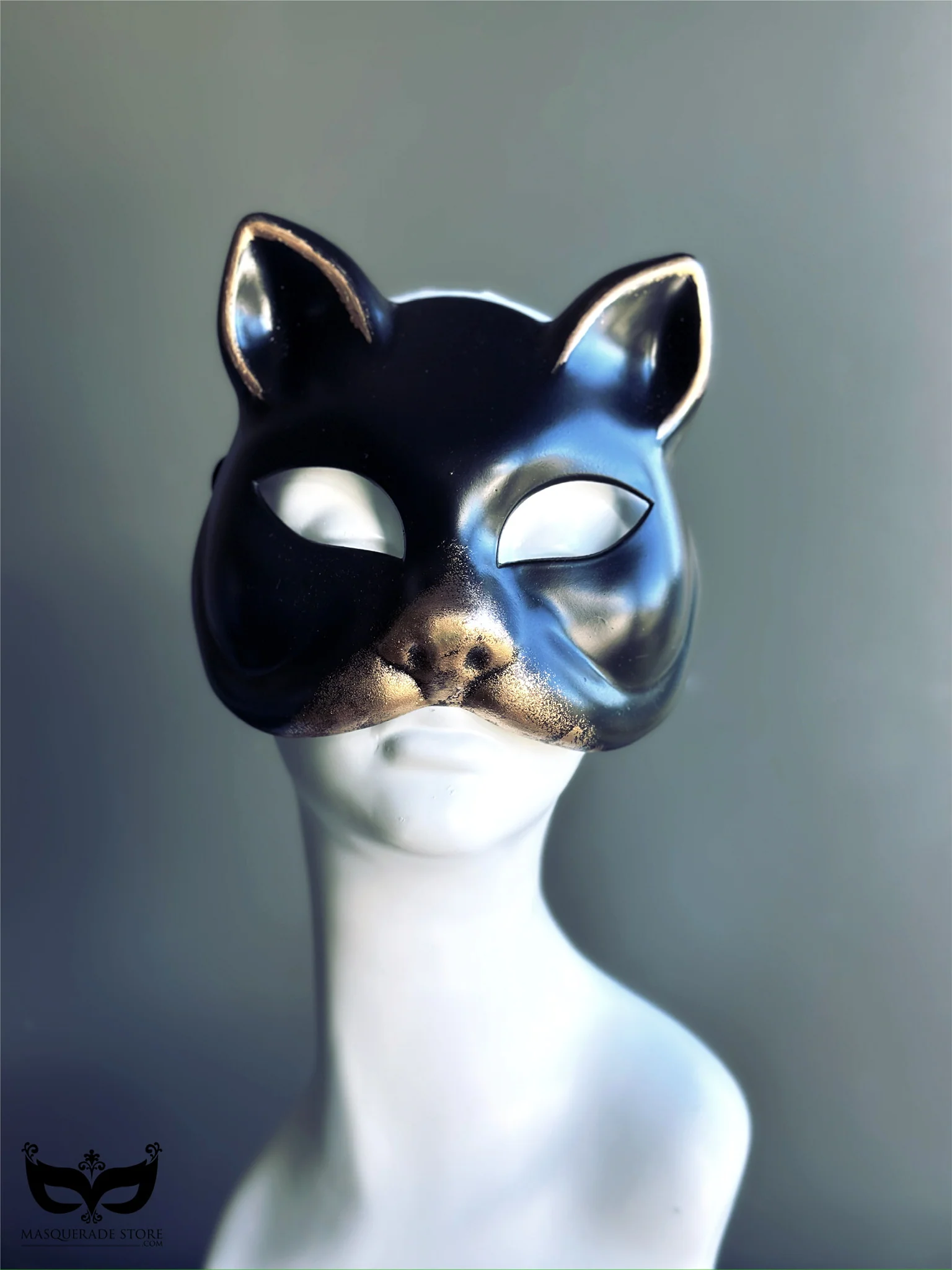 Velvet Whiskers - Black Gold Cat Mask - Image 3
