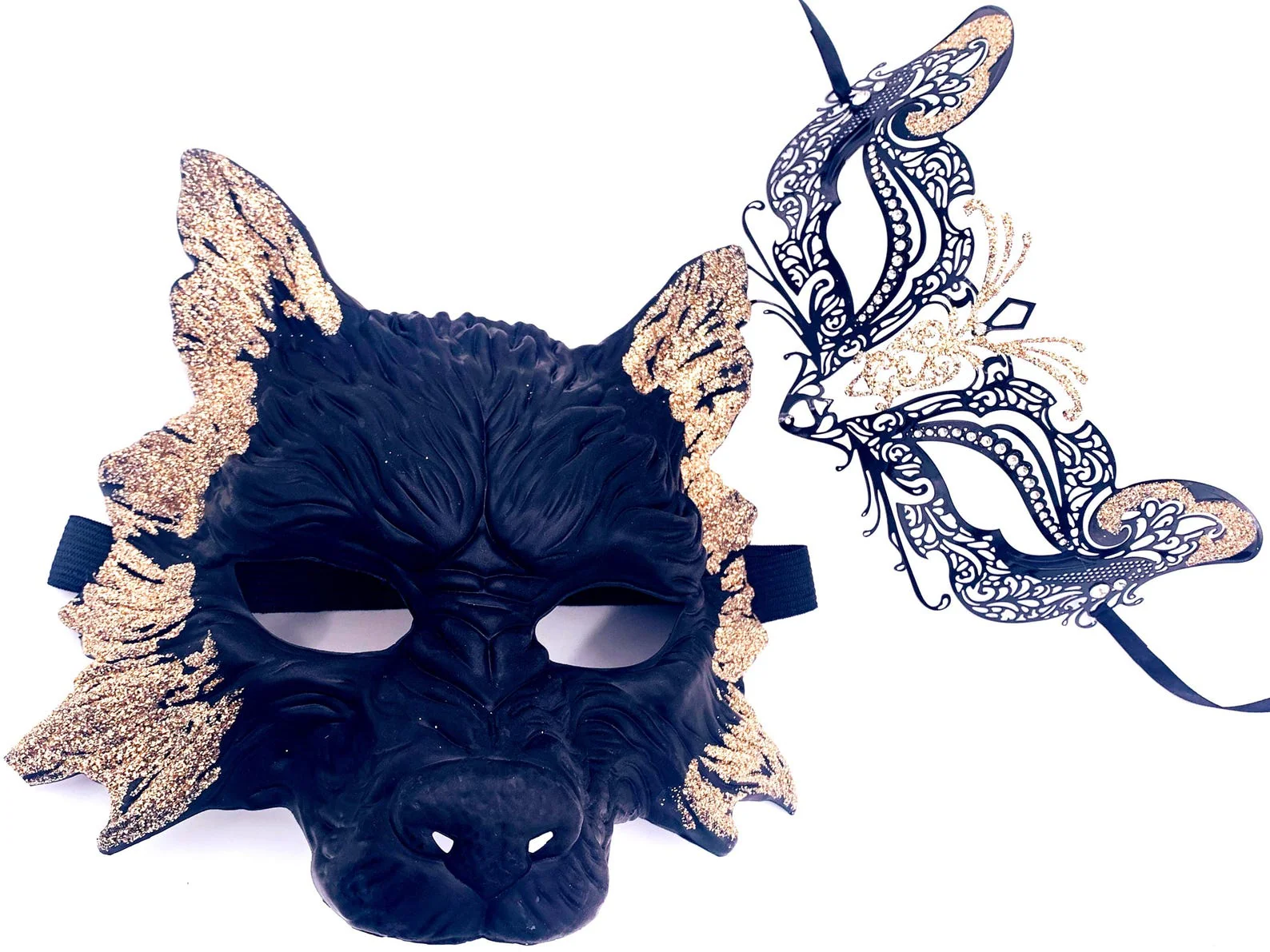 Wolf & Kitty Pair - Black Gold