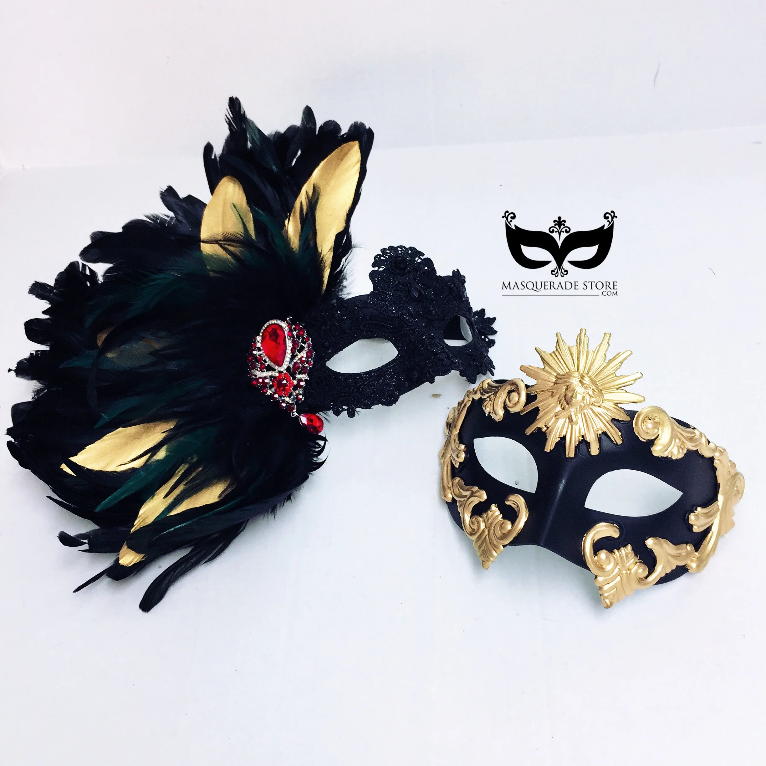 Midnight Flame - Black & Gold Feather Set