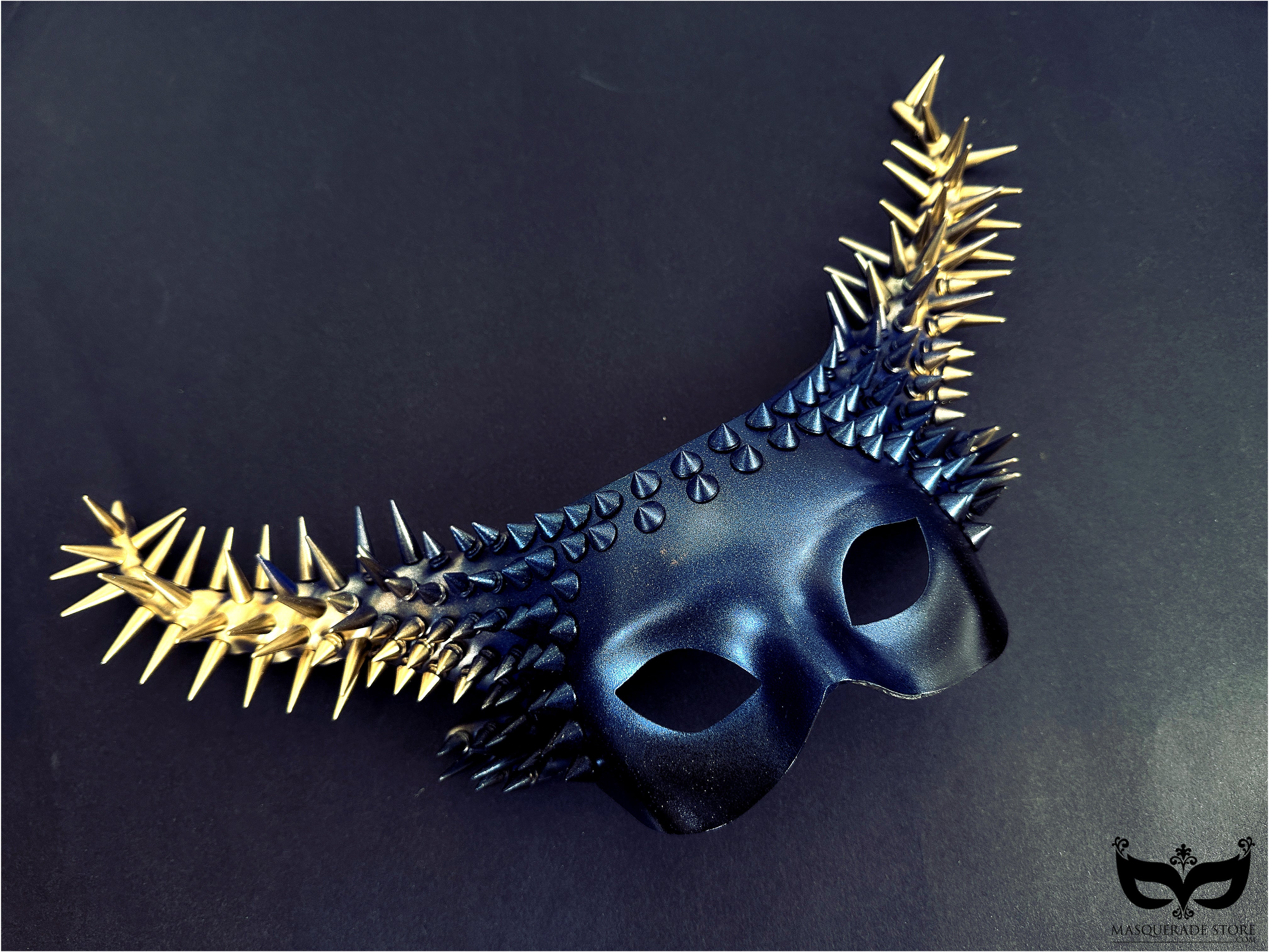 Horn Spiked Mask - Black/Gold