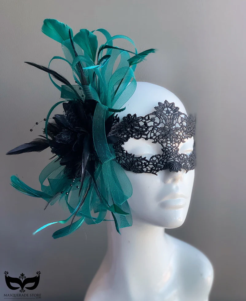 Lace & Tulle - Green Teal Feathers - Image 2