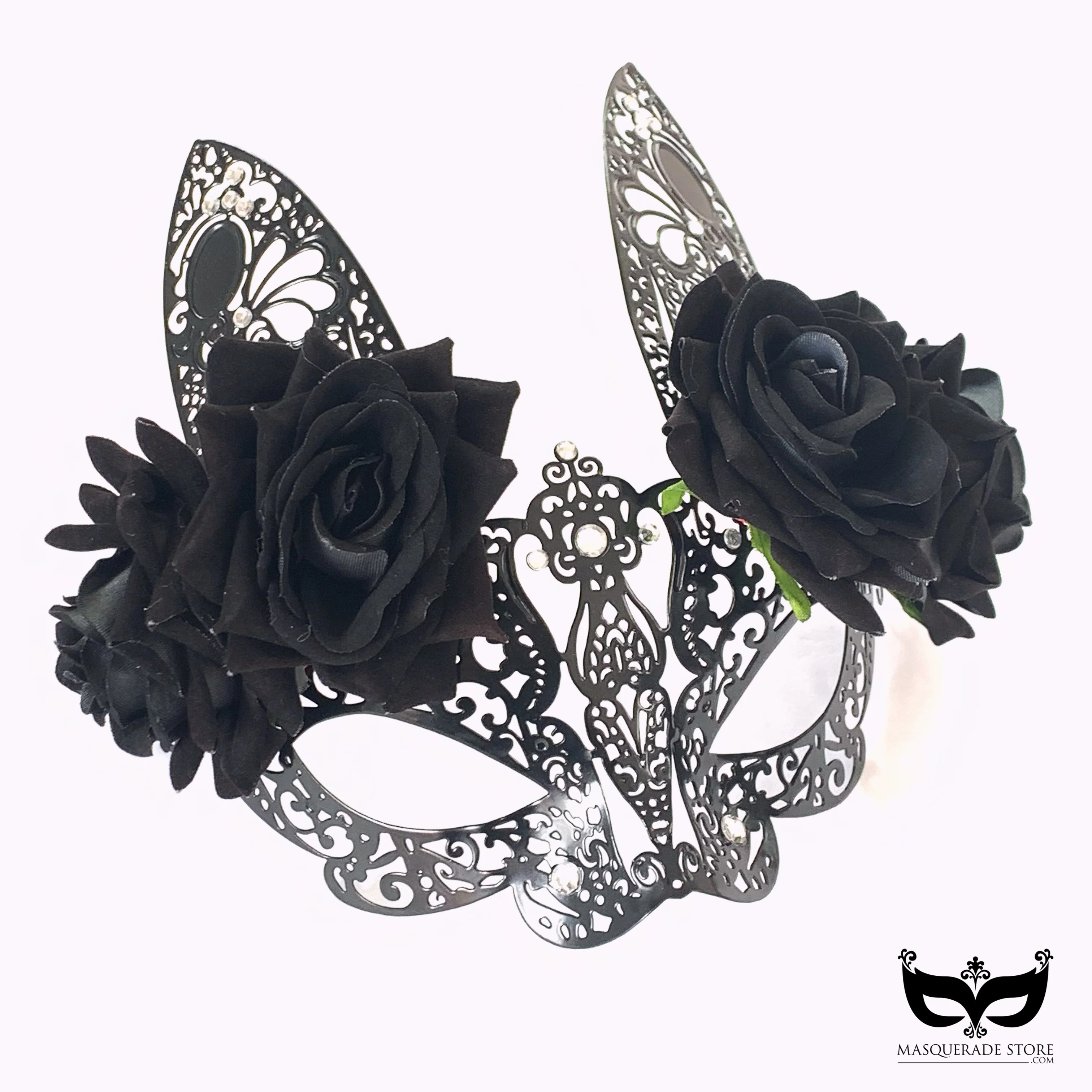 Metal Bunny Mask - Black/Black Rose