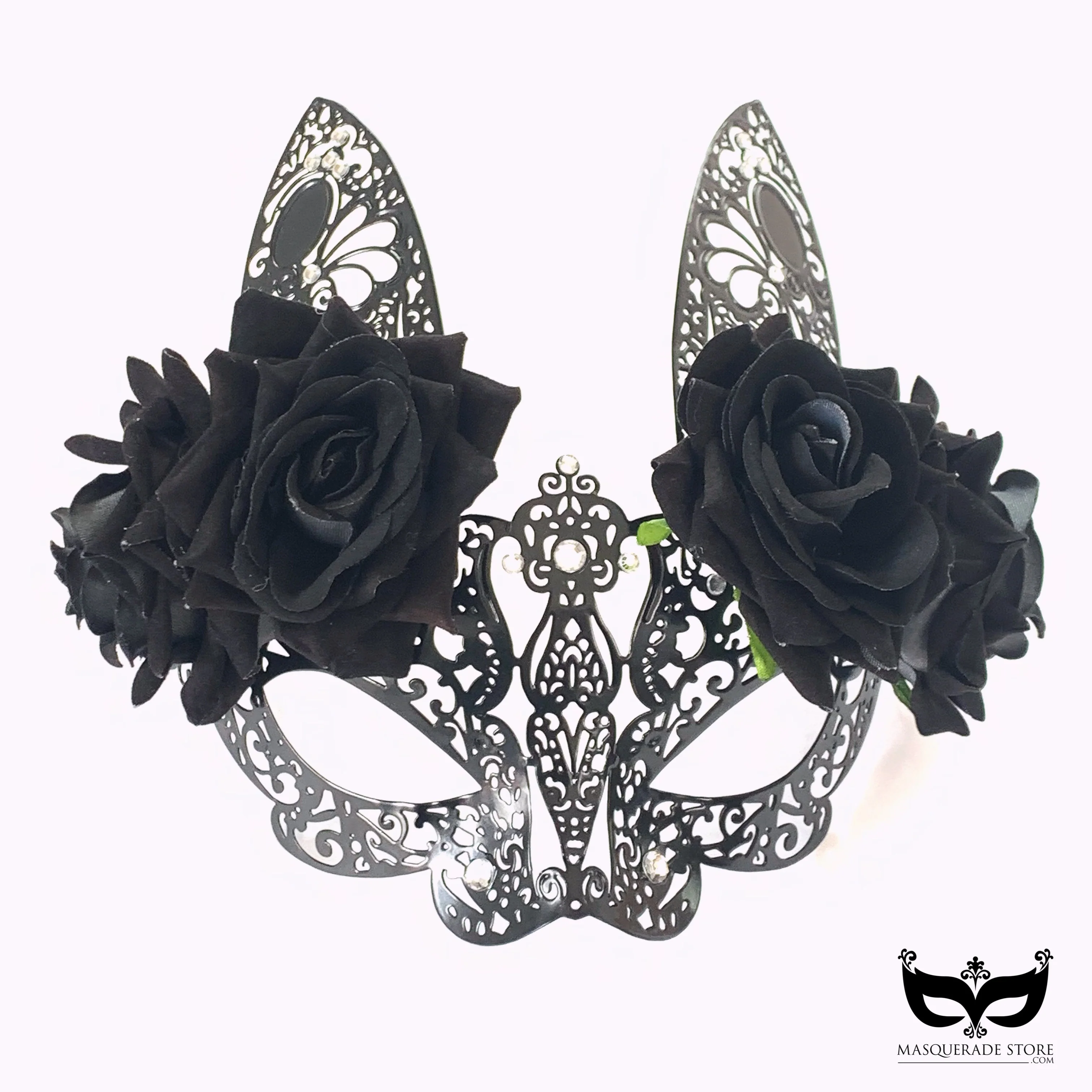 Metal Bunny Mask - Black/Black Rose - Image 2