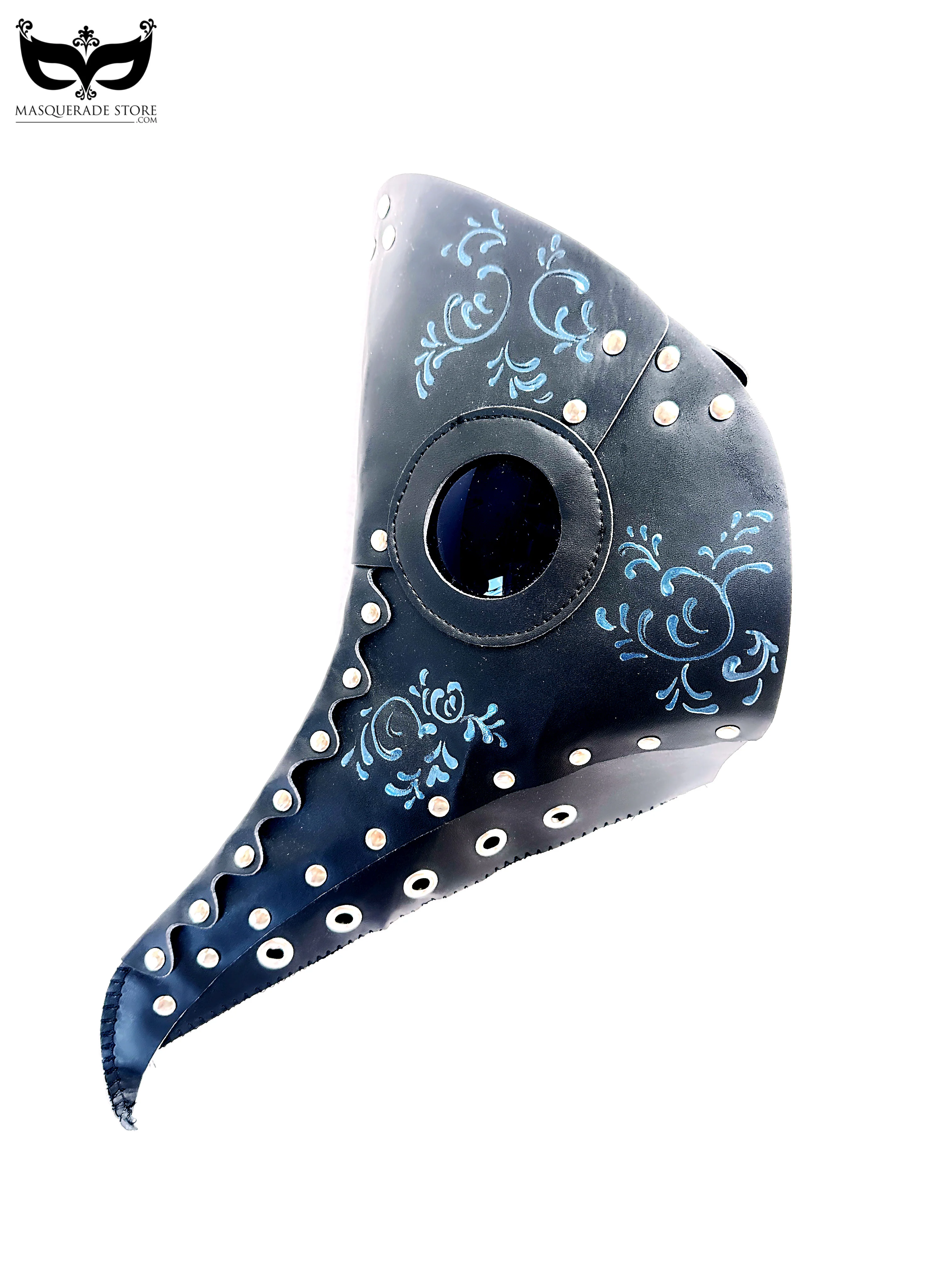 Vegan Leather Plague Mask-Black Blue