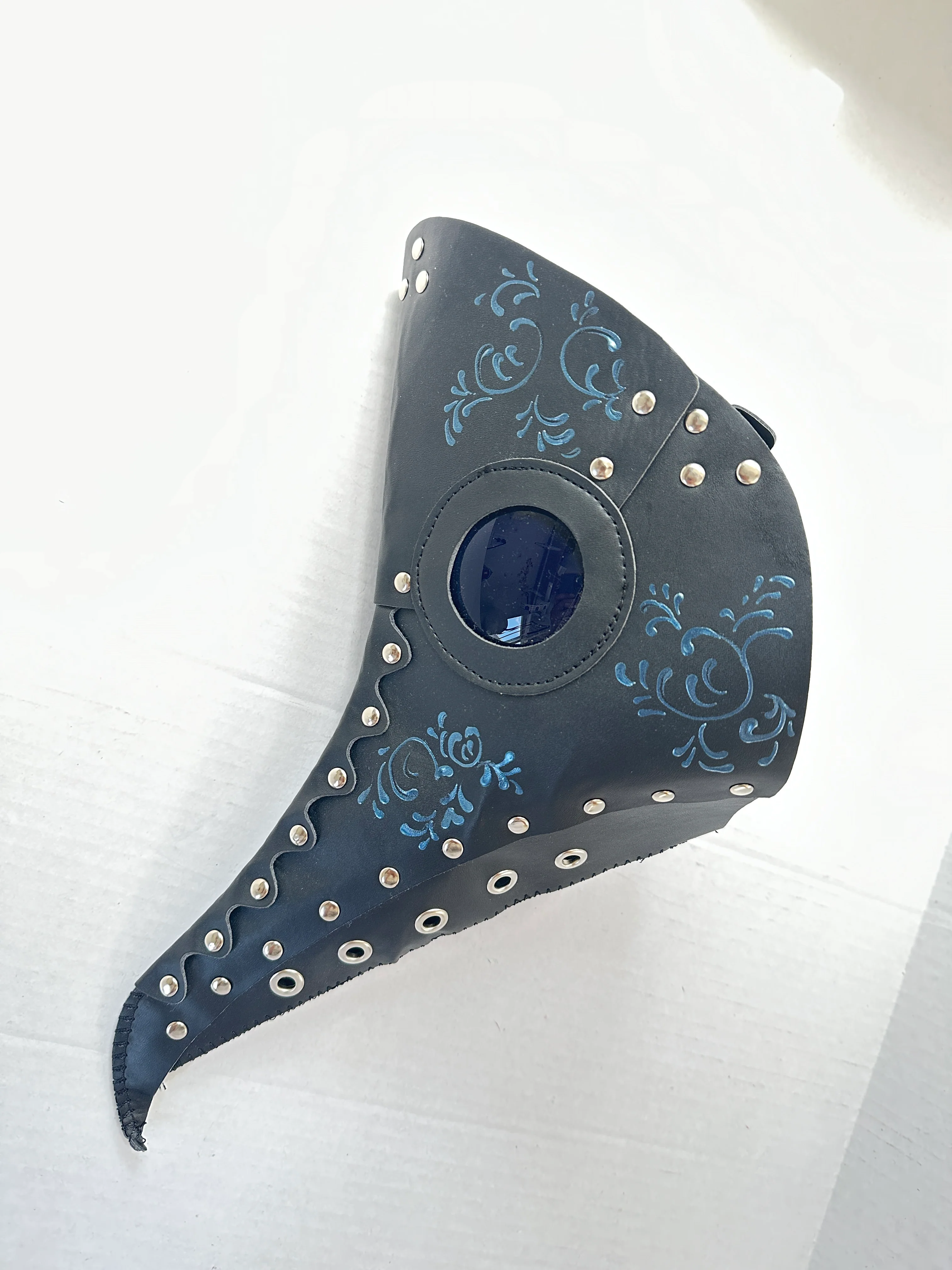 Vegan Leather Plague Mask-Black Blue - Image 2