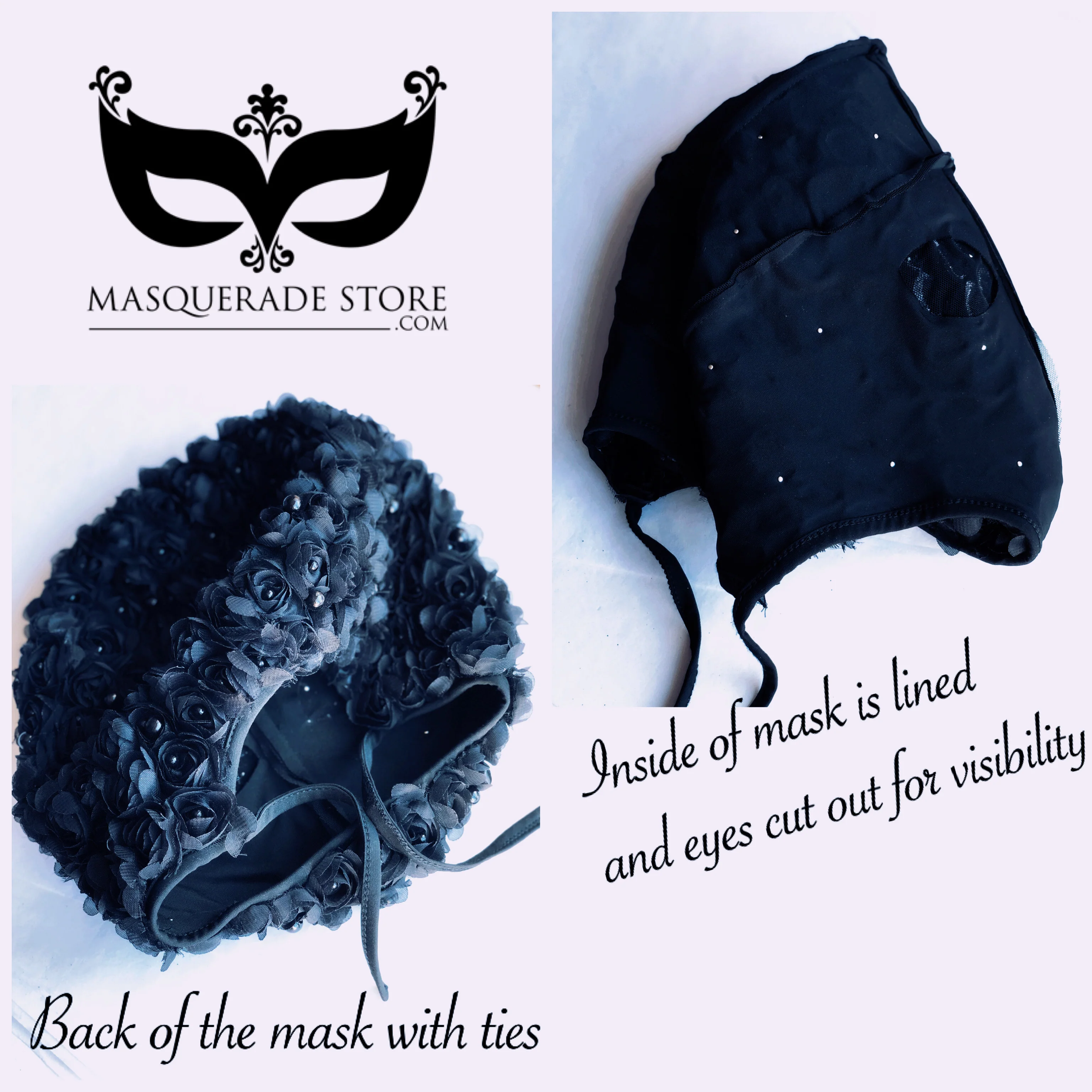 Black Roses & Pearls Full Face Mask - Image 4