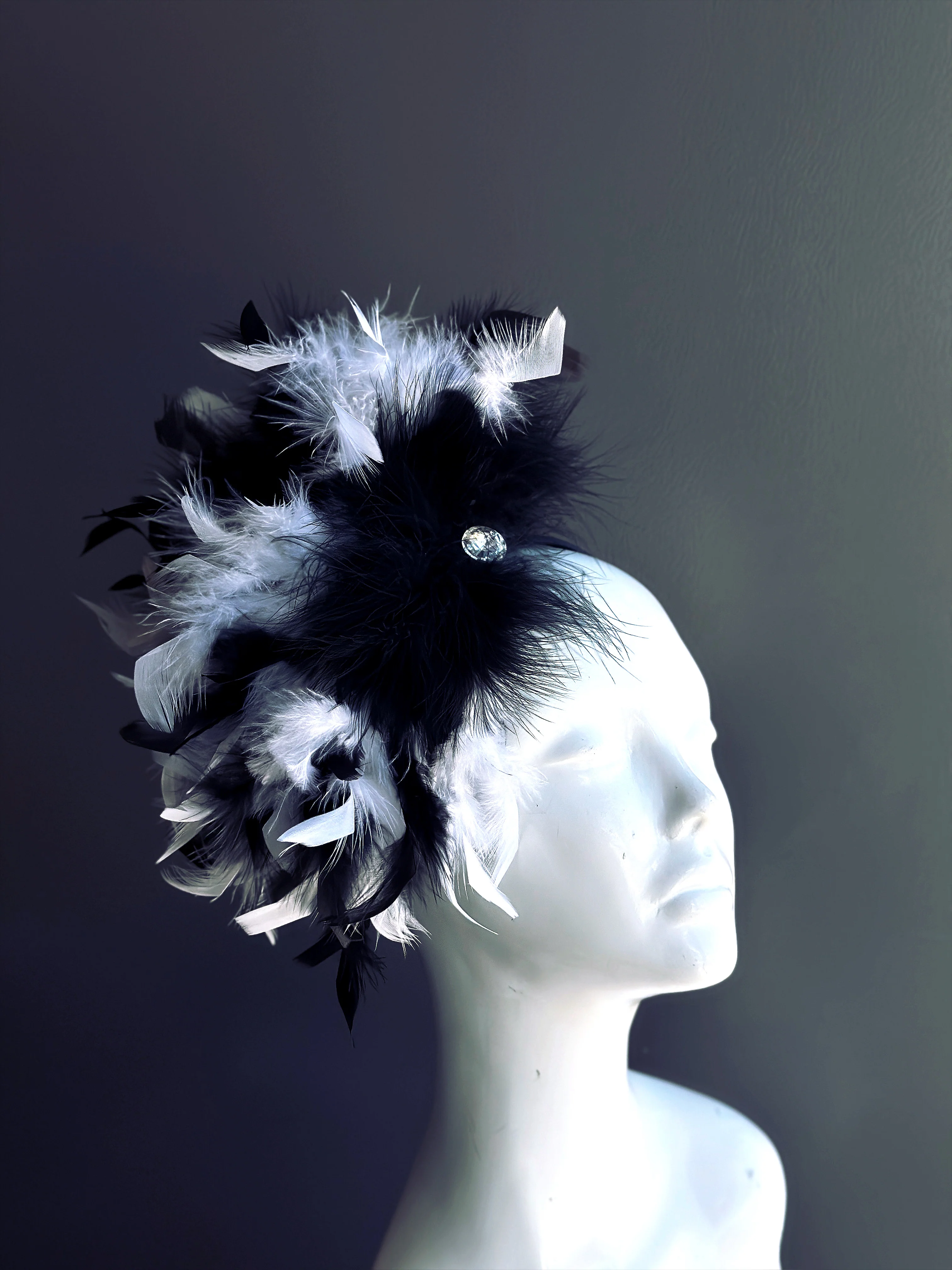 Midnight Elegance – Feather Fascinator Hat