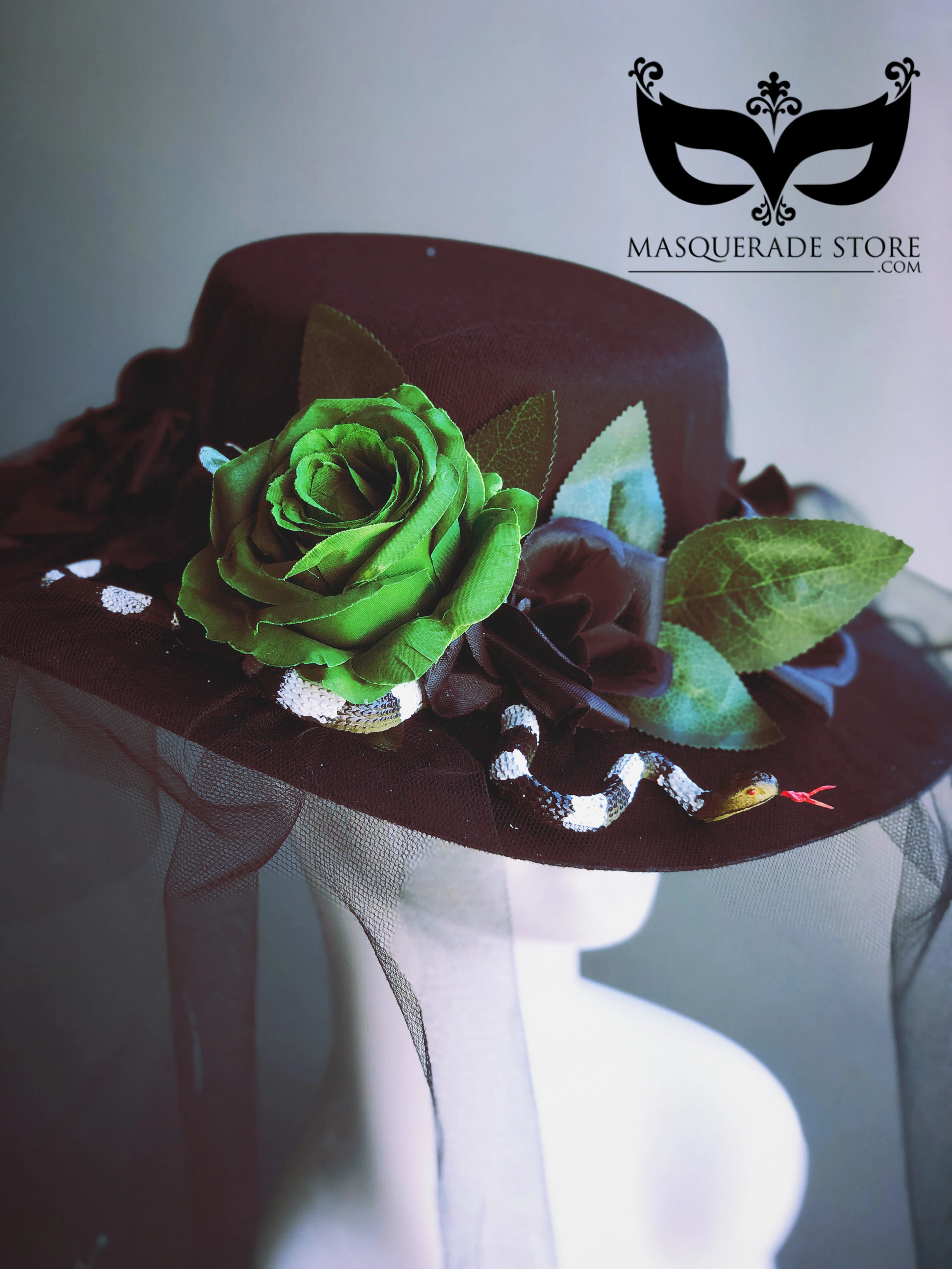 Black Widow Hat with Snake Accent