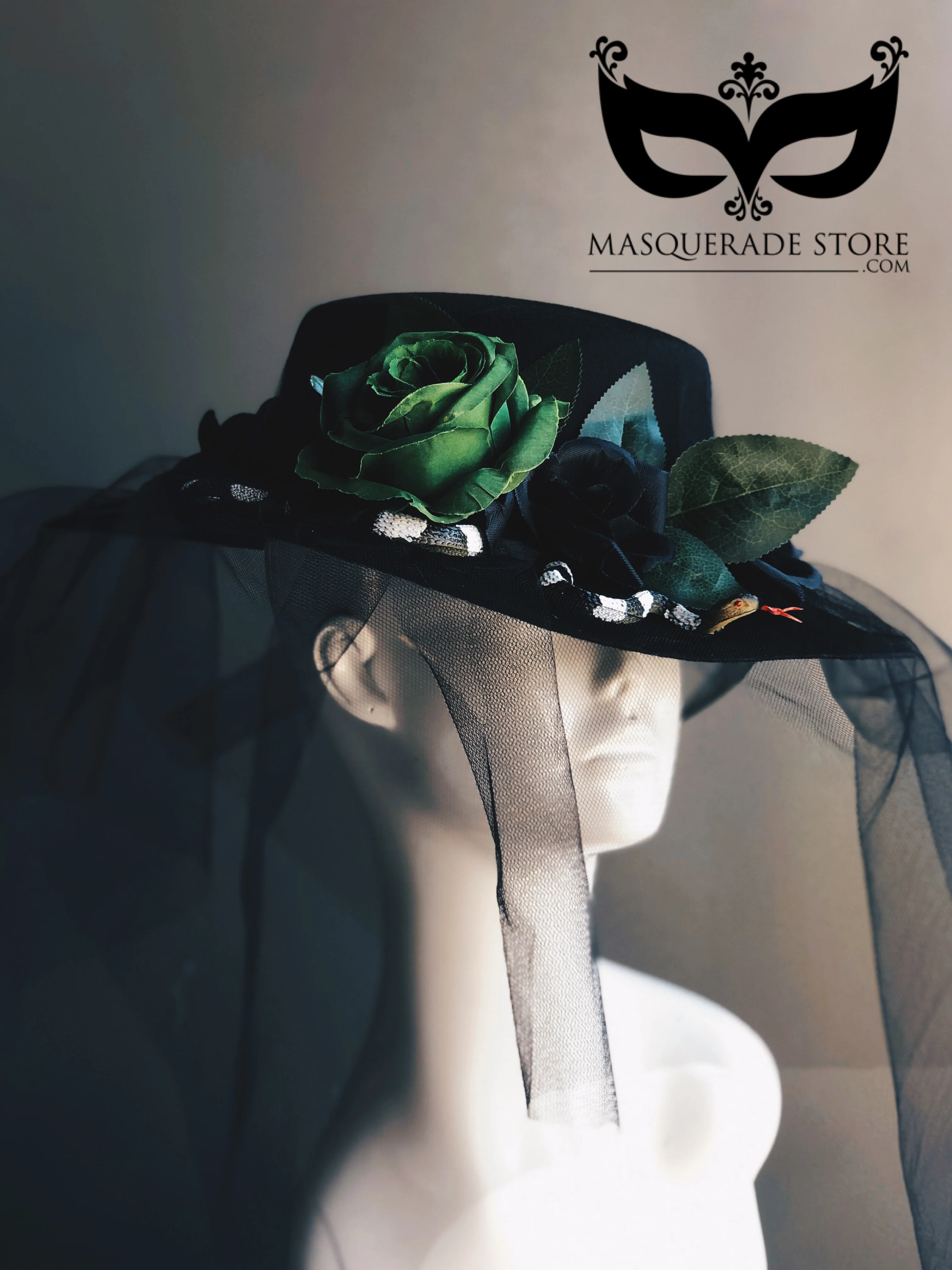 Black Widow Hat with Snake Accent - Image 2