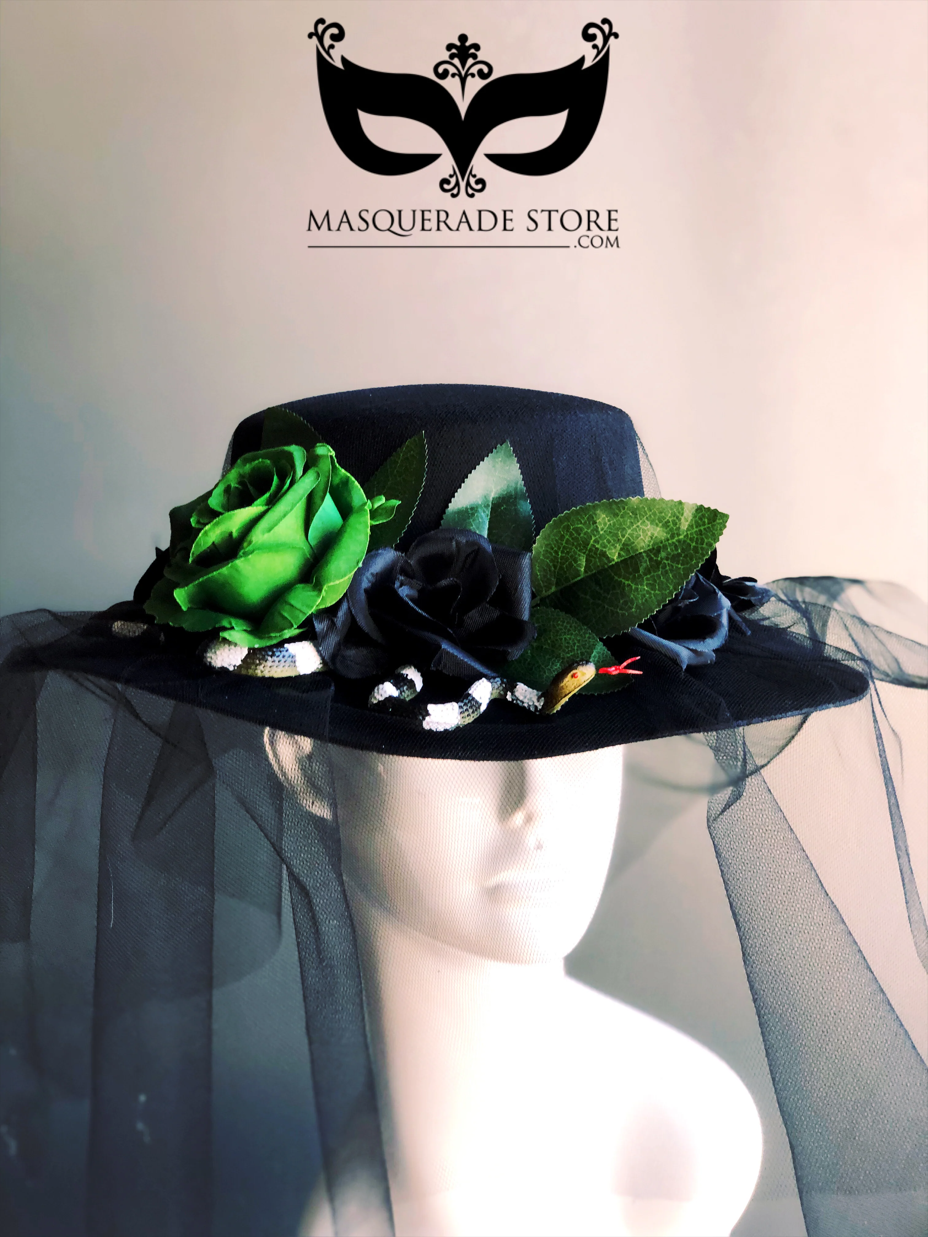 Black Widow Hat with Snake Accent - Image 4