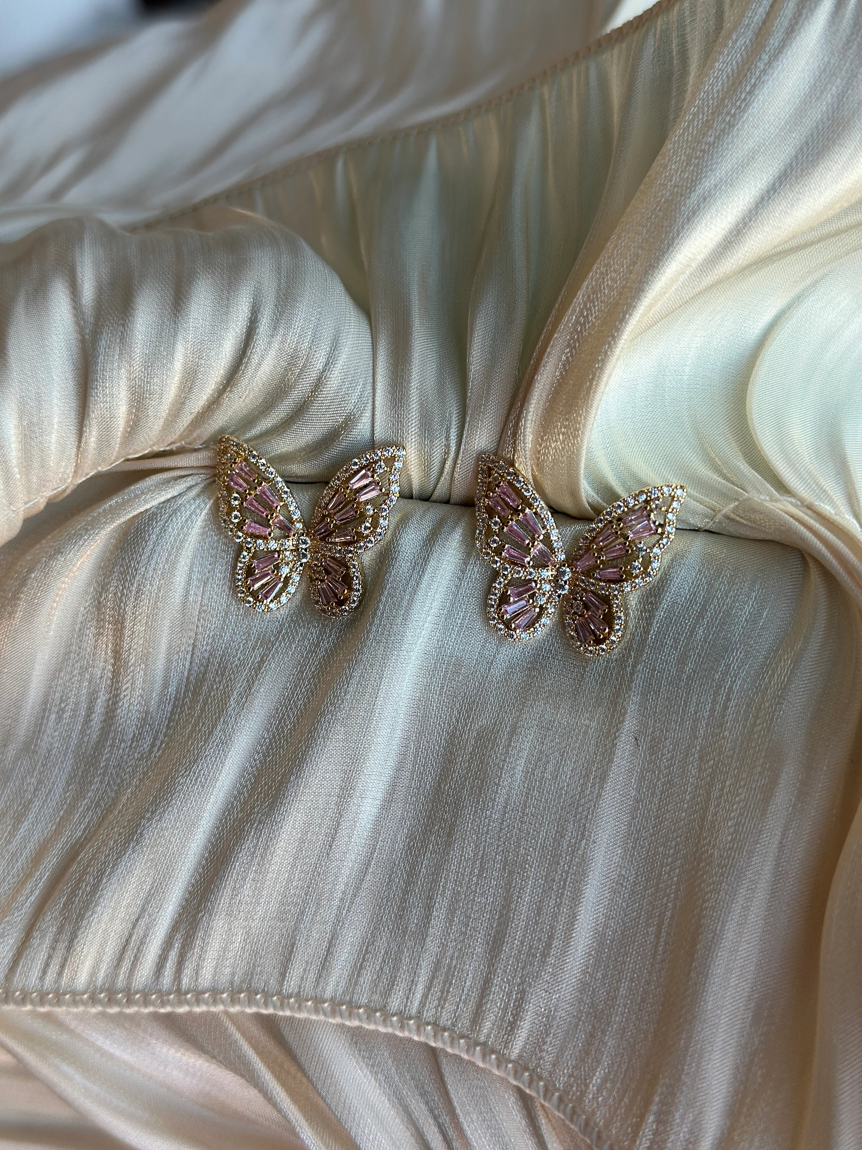 Blossom Butterfly - Earrings (Gold/Pink) - Image 2