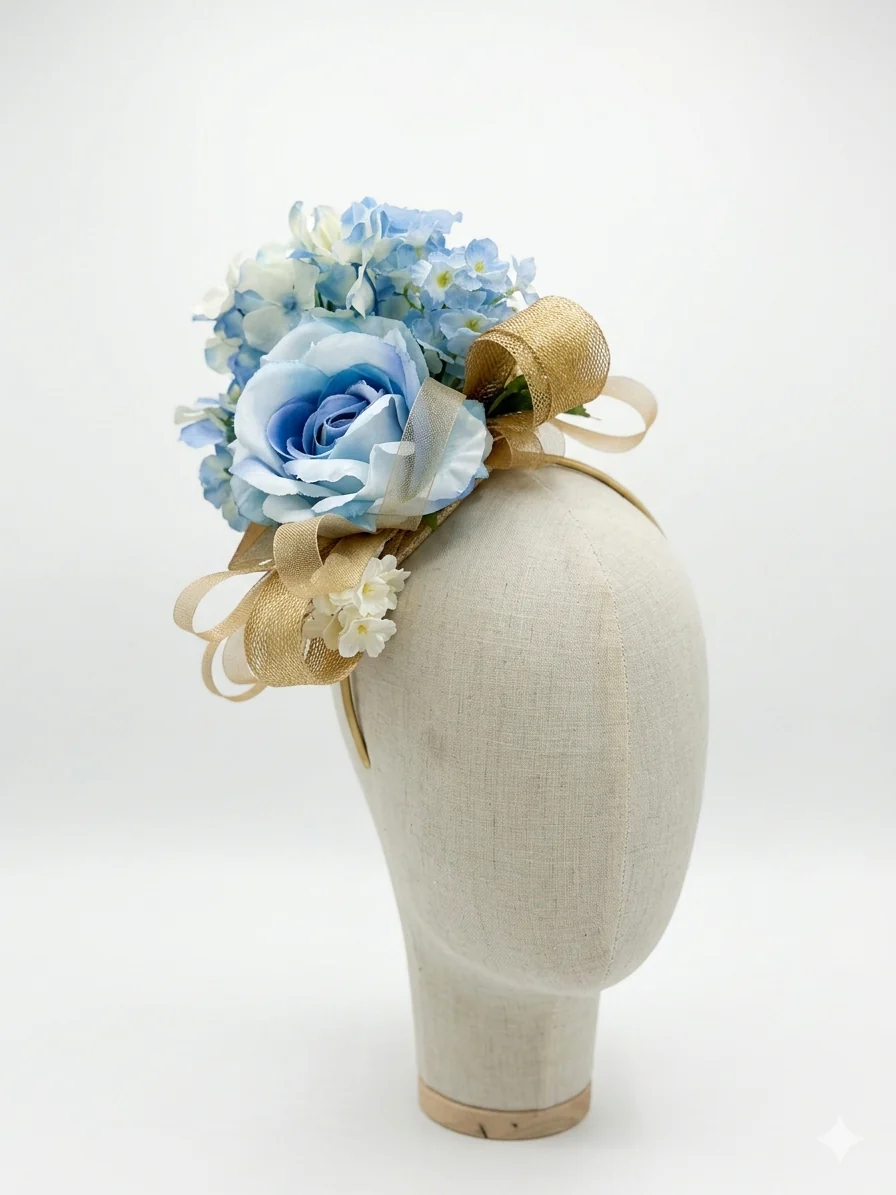 Blue Garden Rose Fascinator