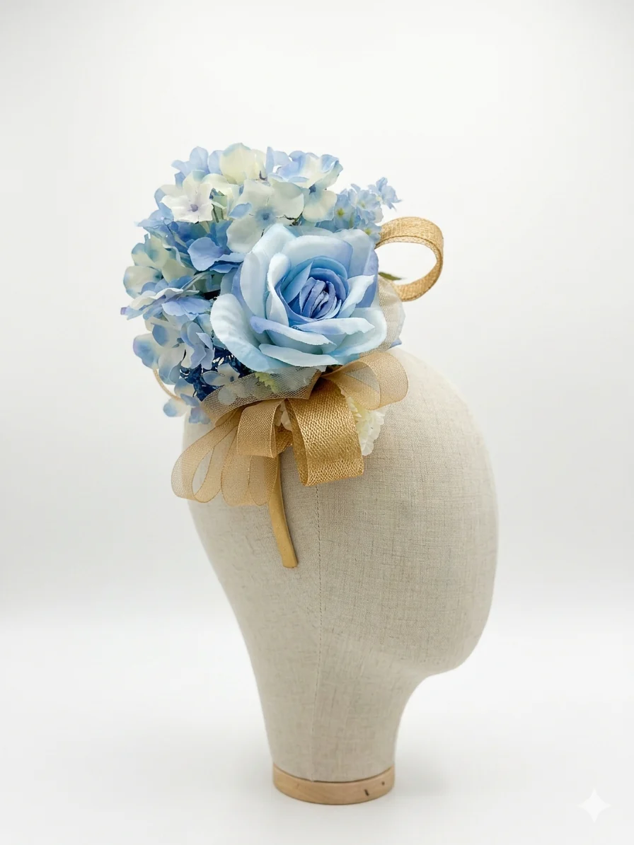 Blue Garden Rose Fascinator - Image 4