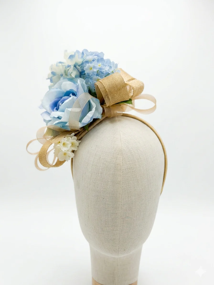 Blue Garden Rose Fascinator - Image 5