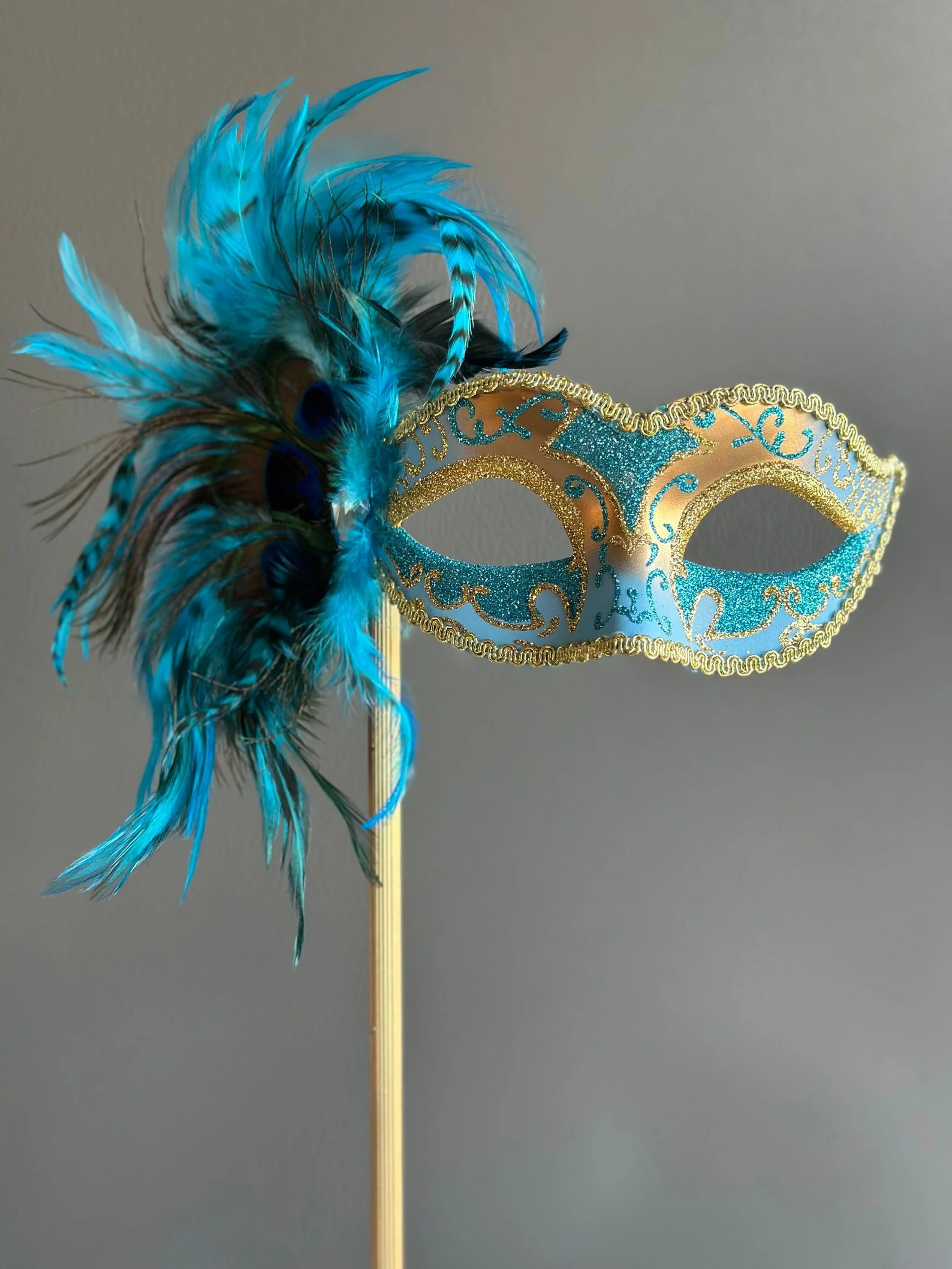 Azure Plume Venetian Mask - Women