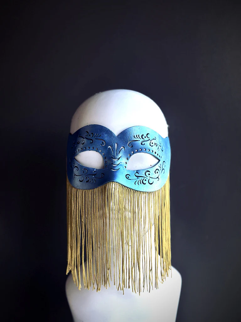 Fringe Mask - Blue Gold Peck - Image 3