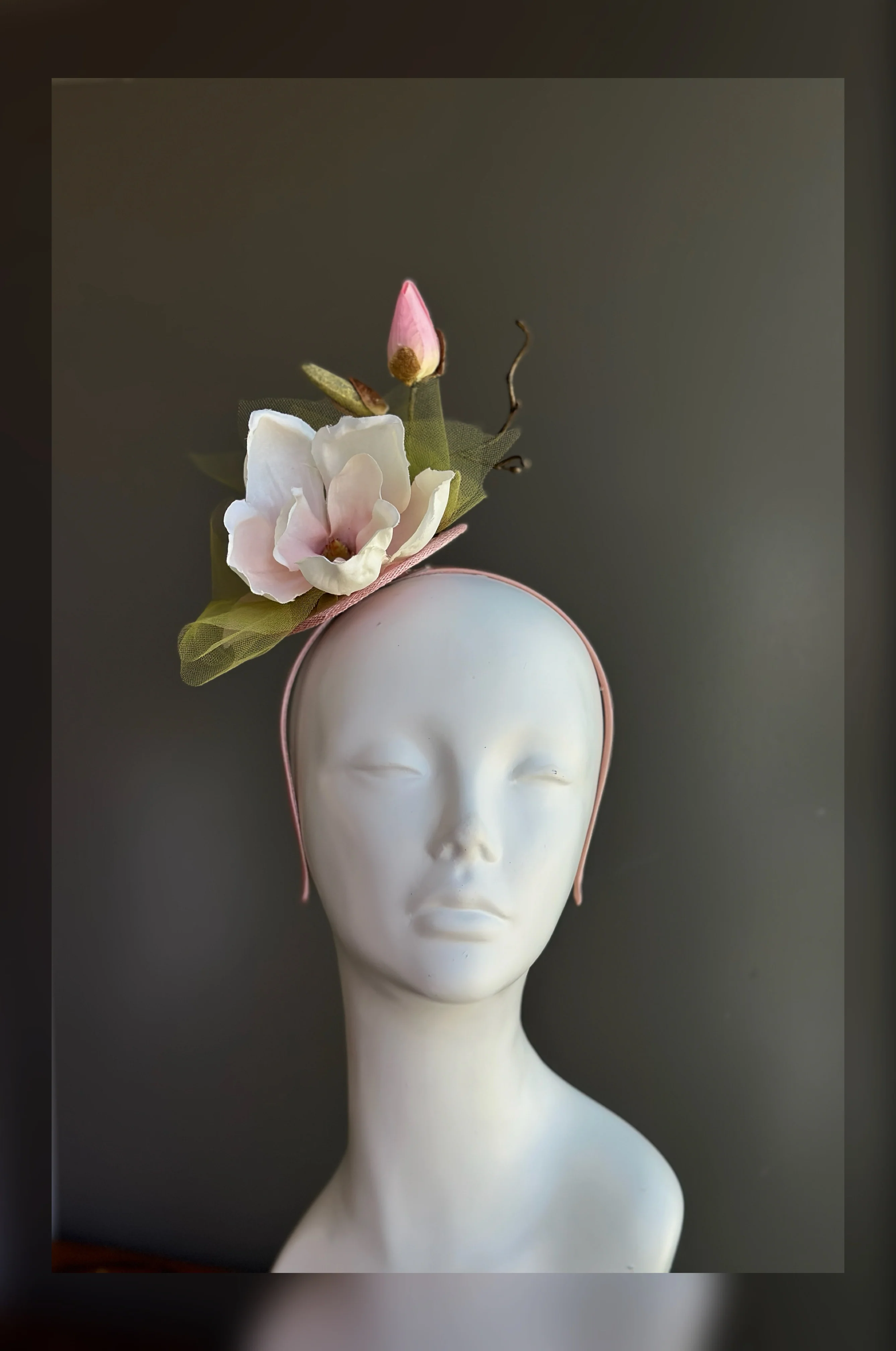 Soft Blush Pink Magnolia Fascinator