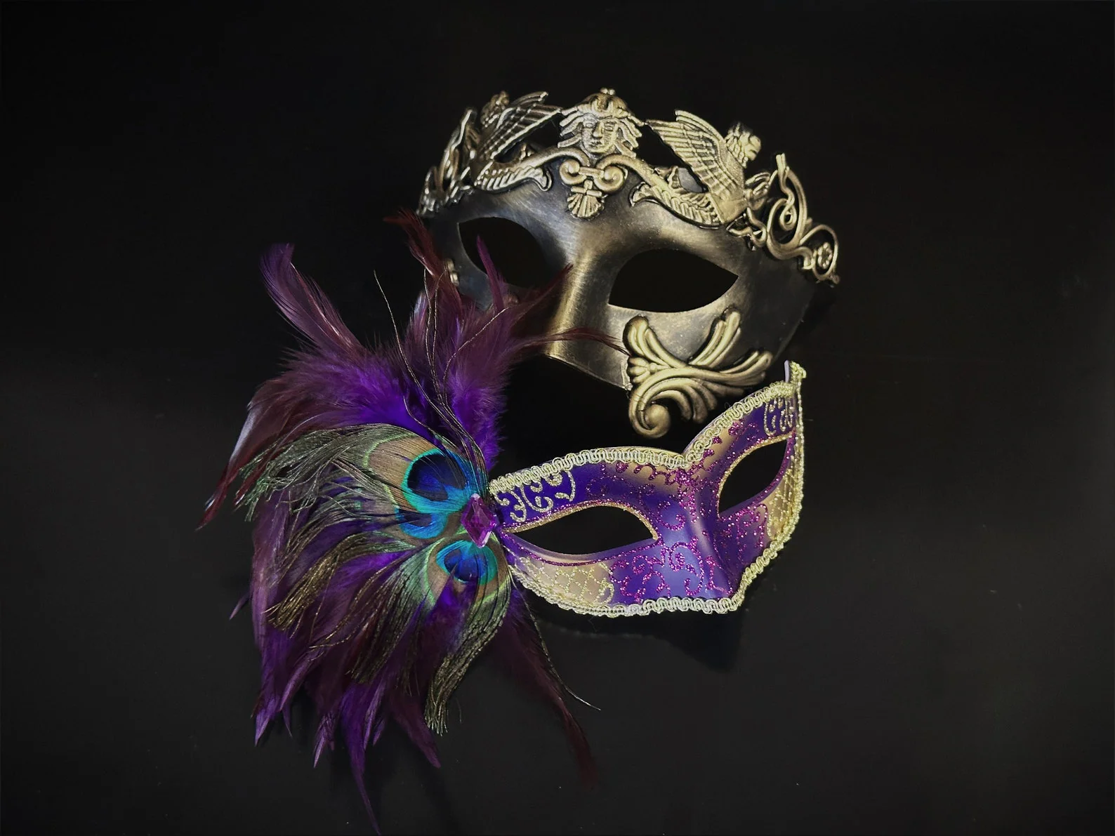 Noir Elegance Pair - Purple & Gold
