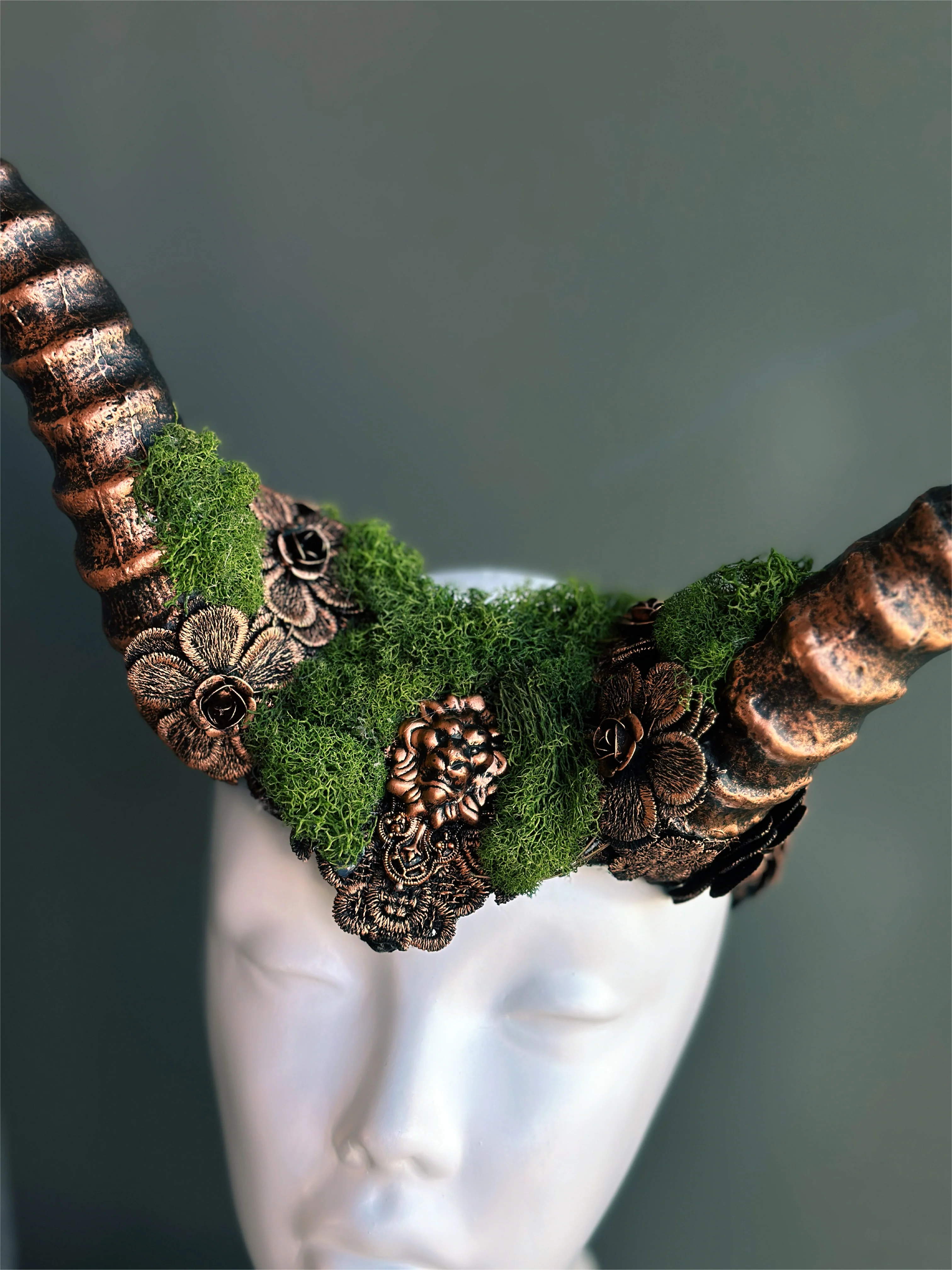 Long Horn Headdress - Green Moss - Image 5