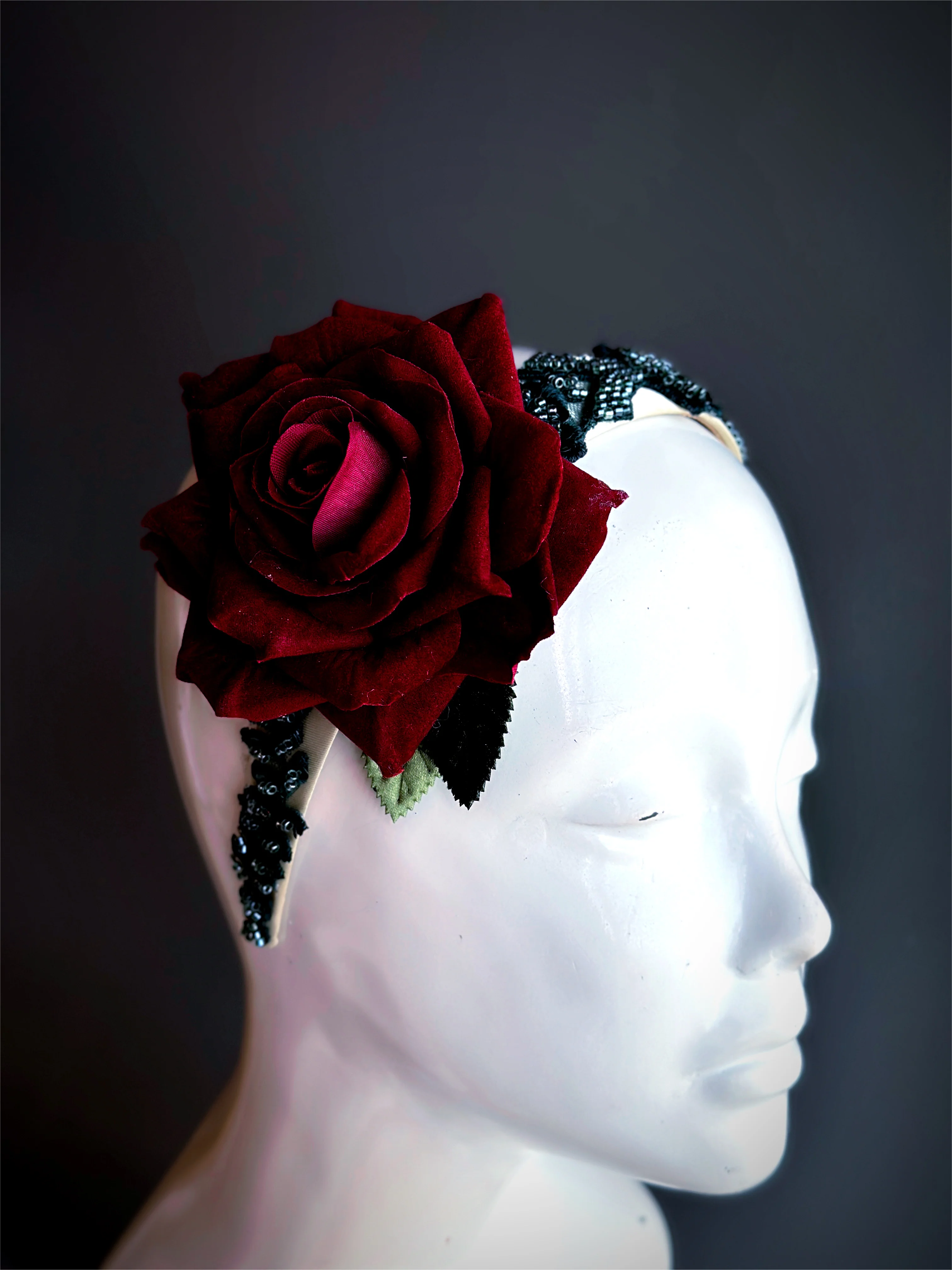 Burgundy Rose Embellished Headband