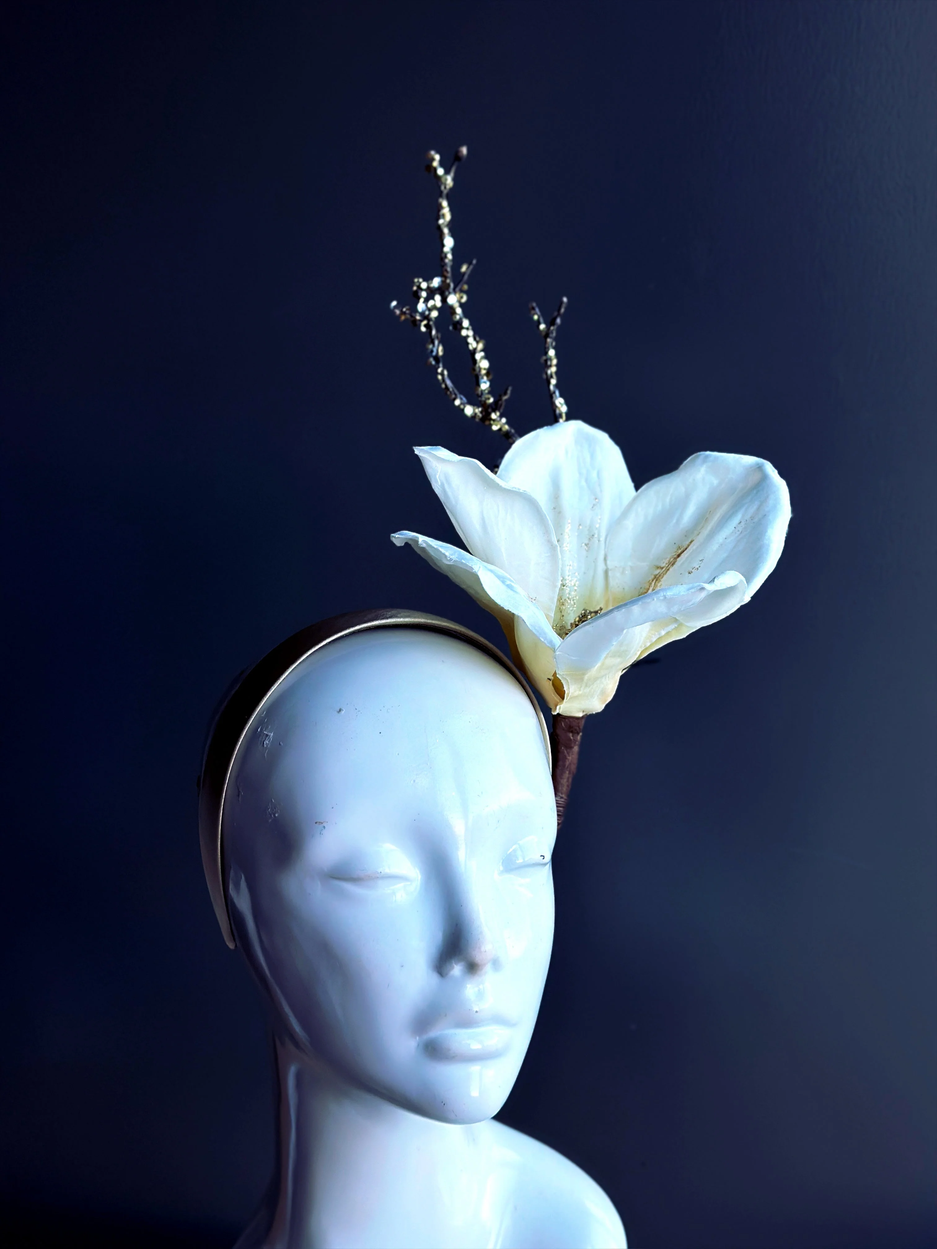 Christmas Fascinator -  White Flower - Image 3