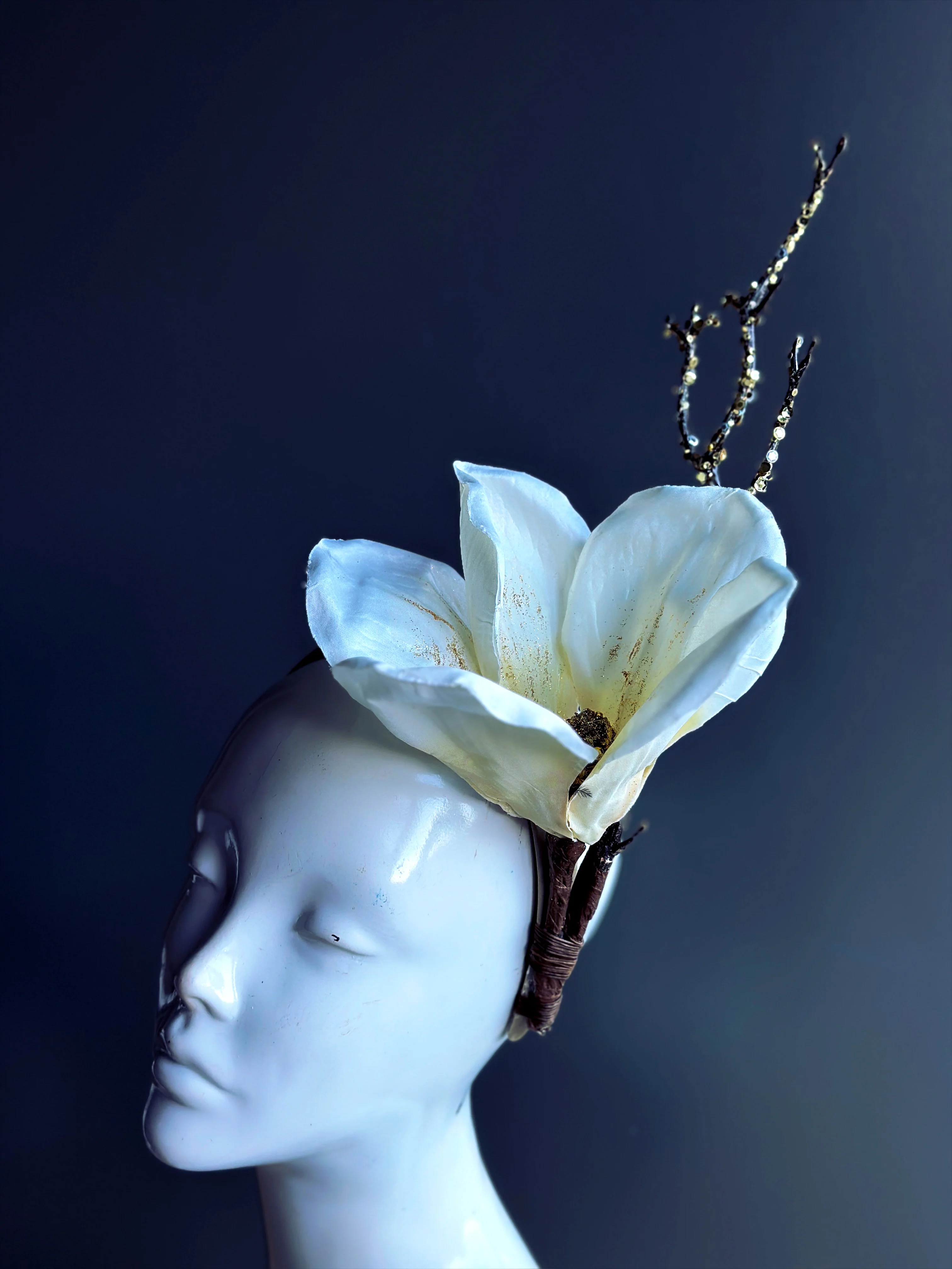 White Christmas Flower Headband - Image 2