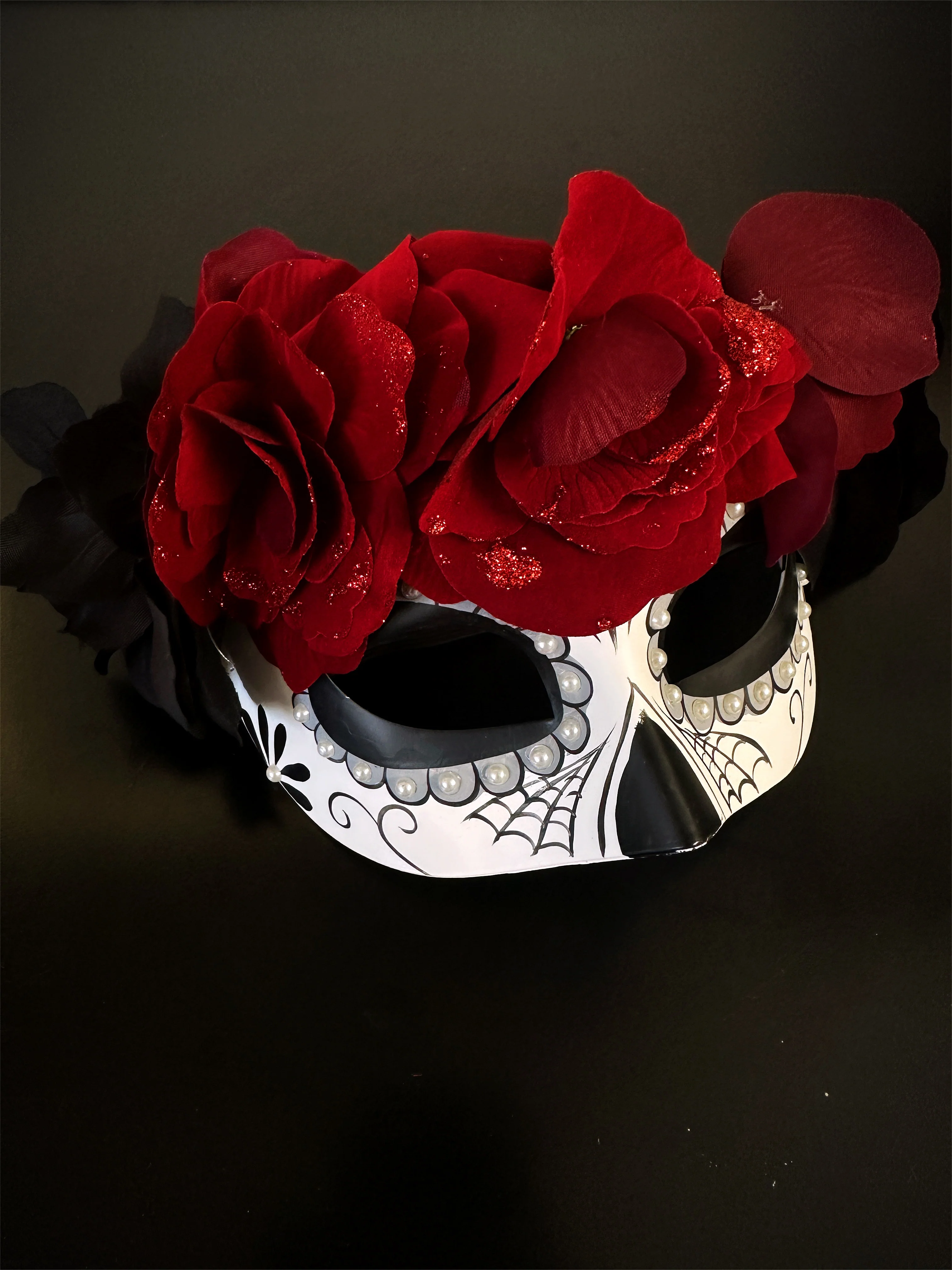 Red Flower Masks - Black/White - Image 3