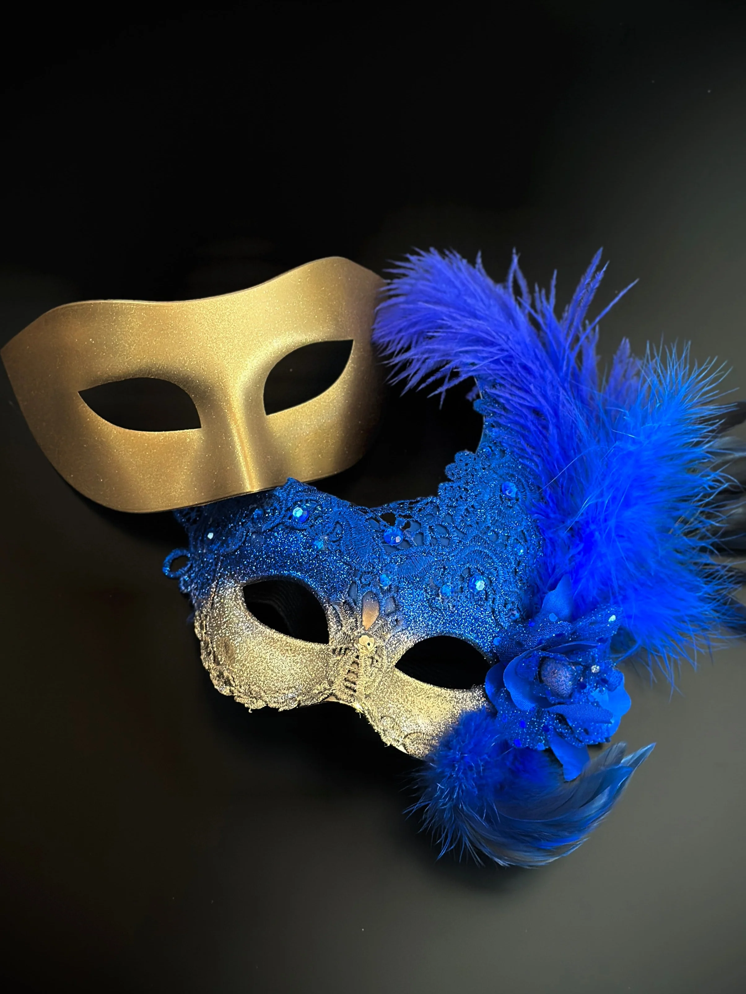 Venetian Brocade Masks - Blue Gold