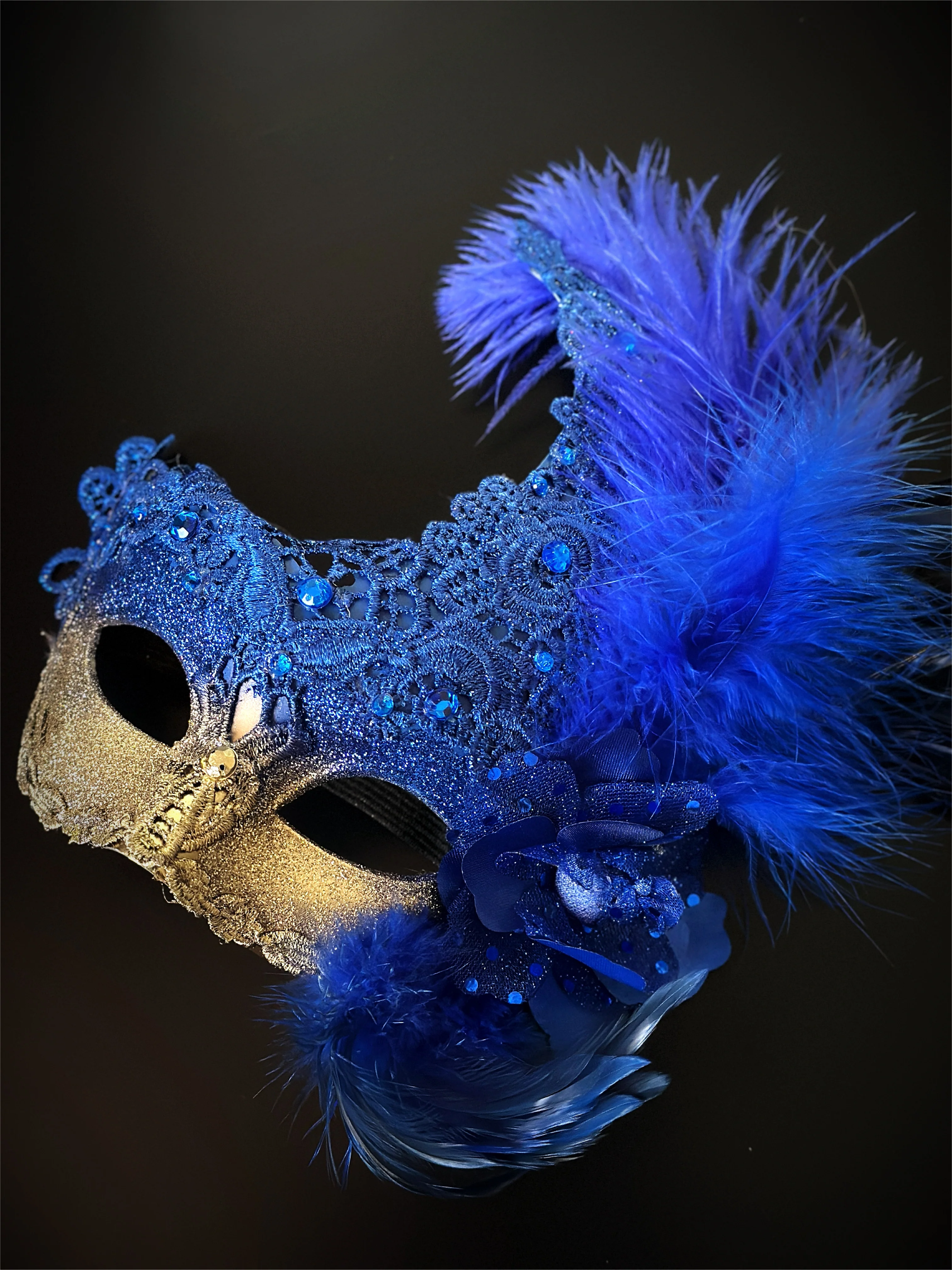 Venetian Brocade Masks - Blue Gold - Image 2