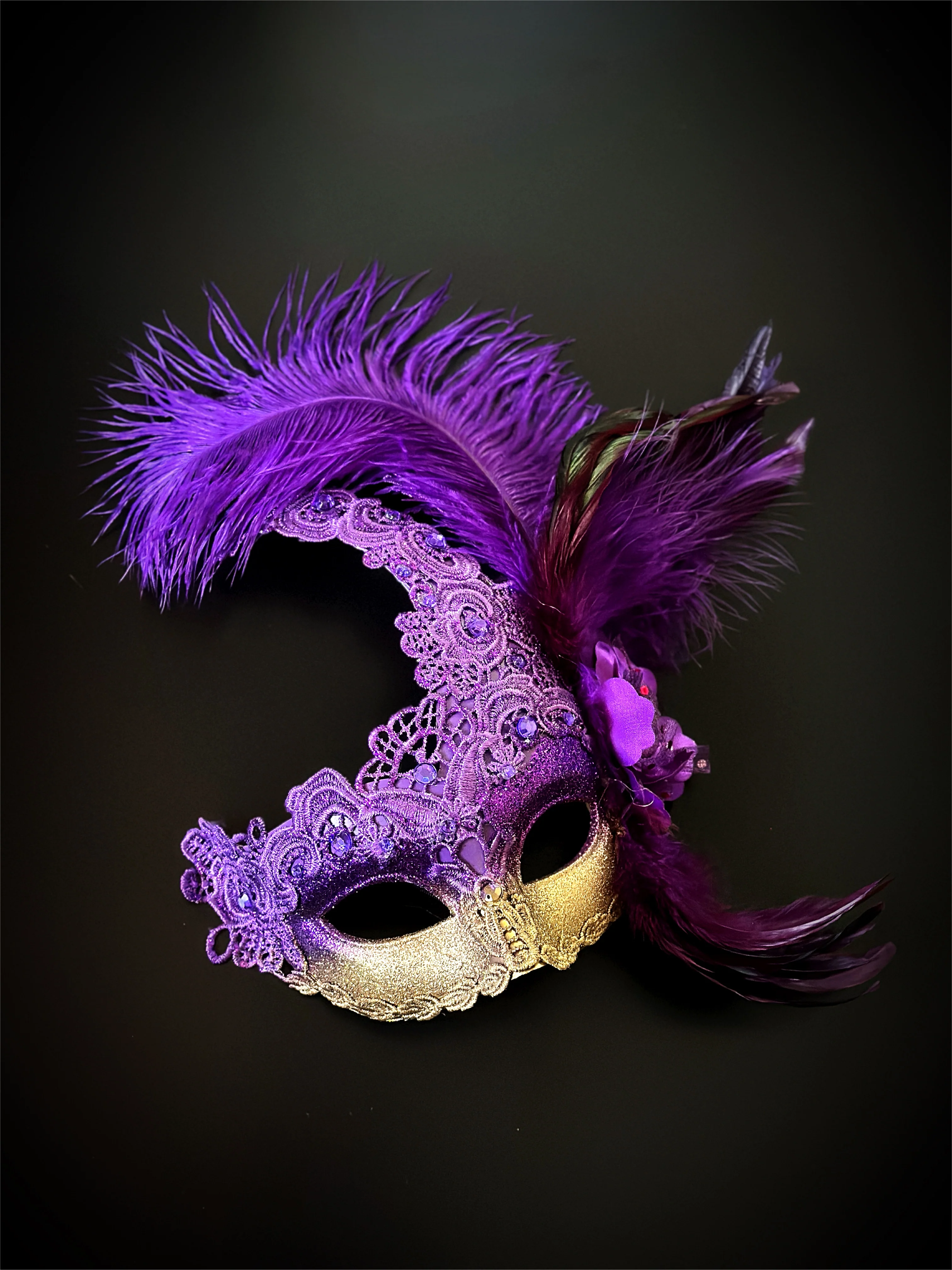 Venetian Brocade Masks - Purple Gold - Image 4