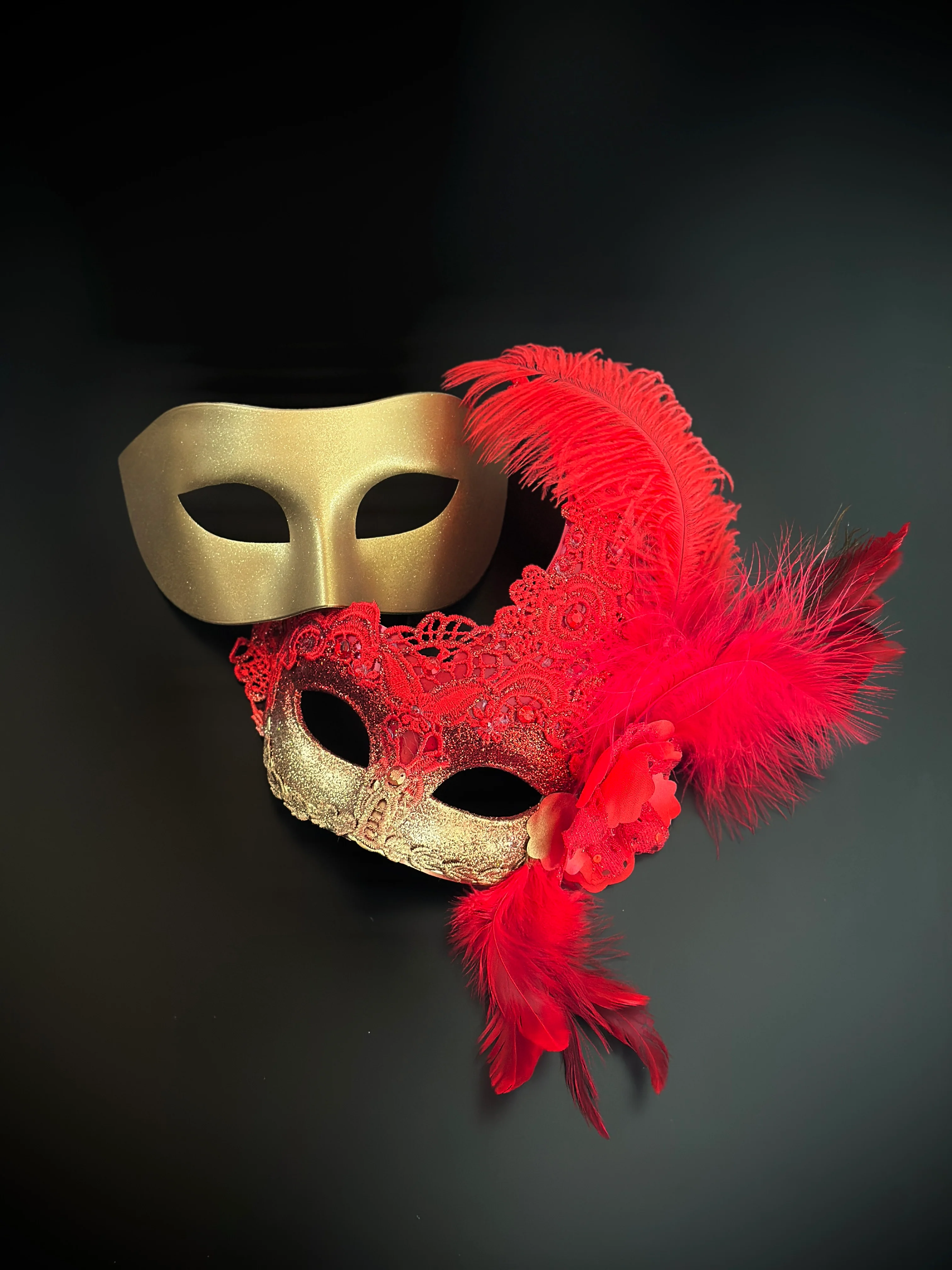 Venetian Brocade Masks - Red Gold