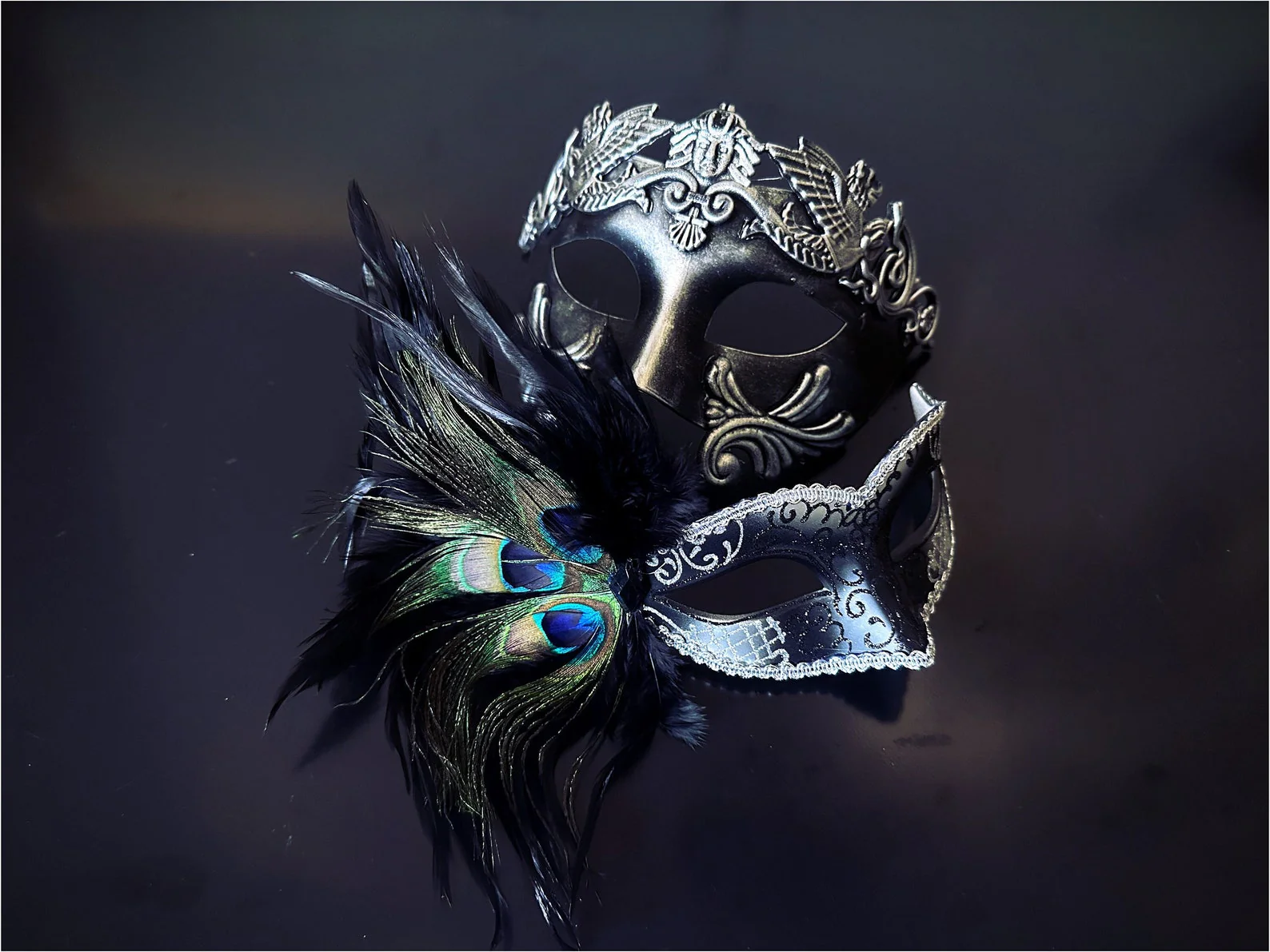 Noir Elegance Pair - Silver Touch