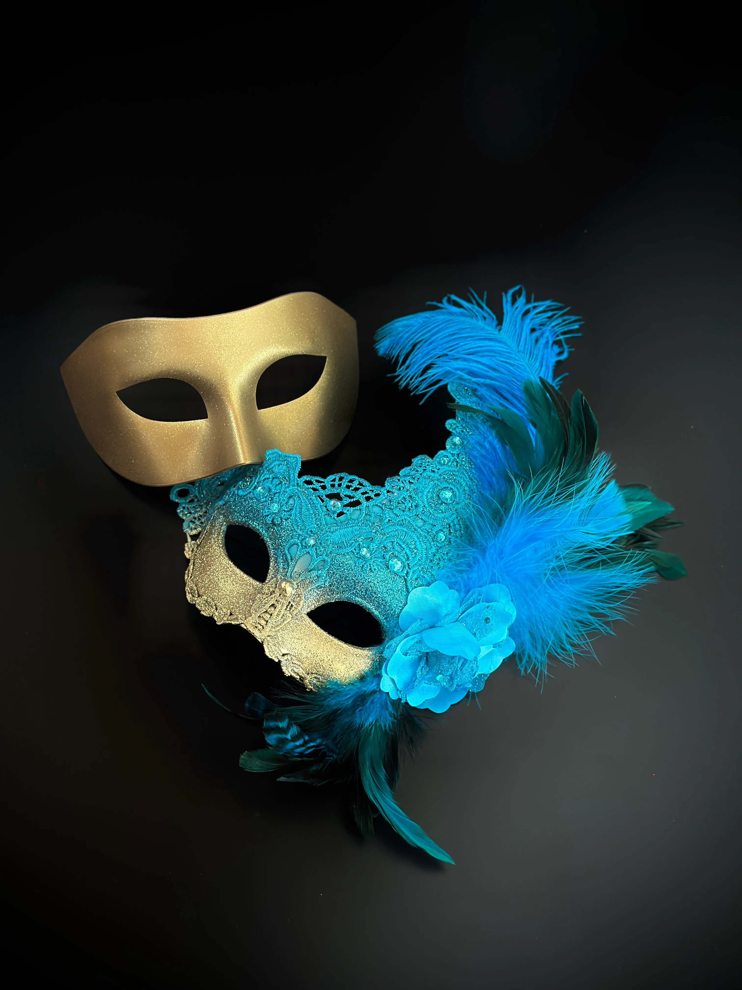 Venetian Brocade Masks - Turquoise Gold - Image 5