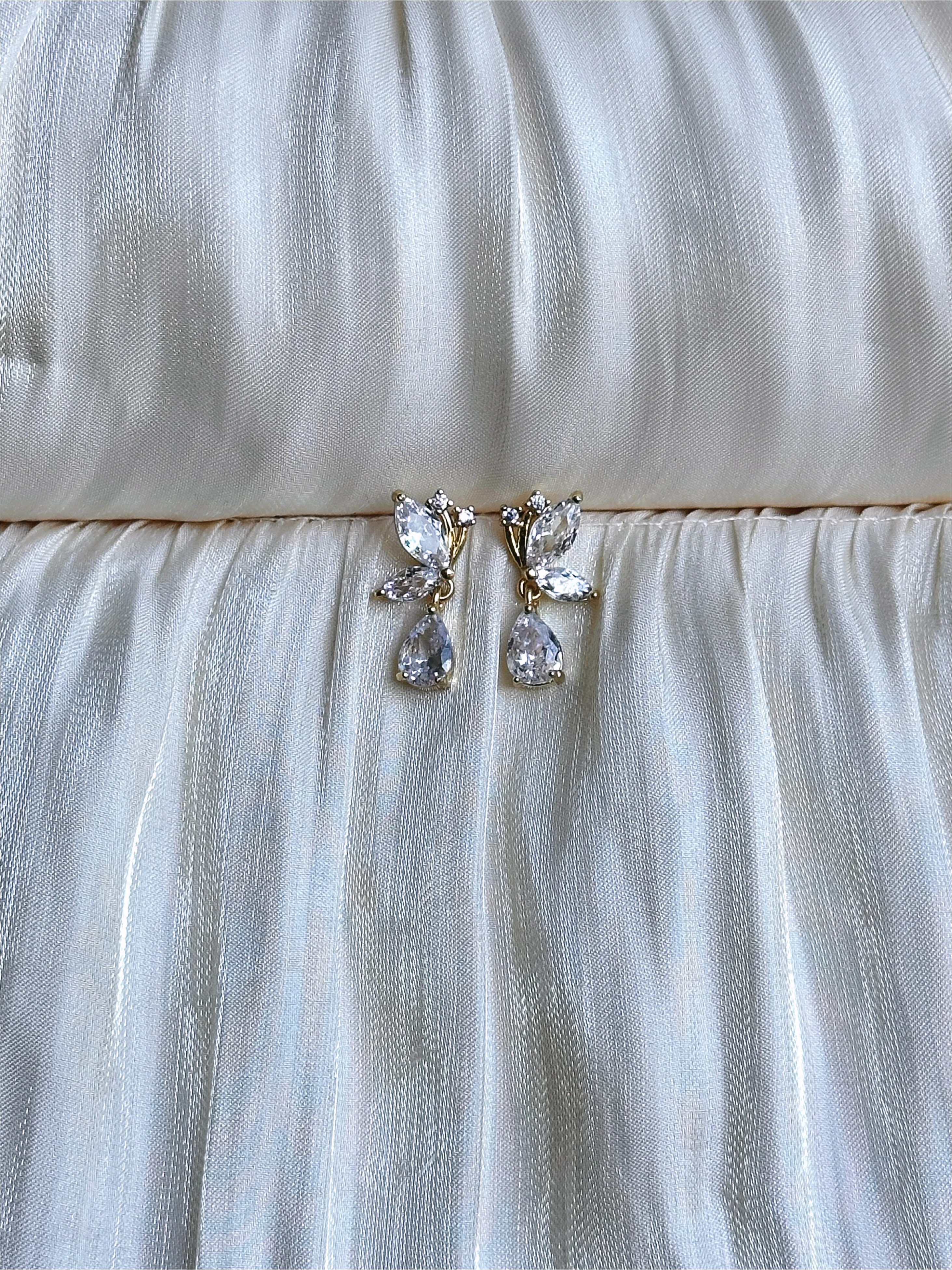 Crystal Petal Drop Earrings - Image 3