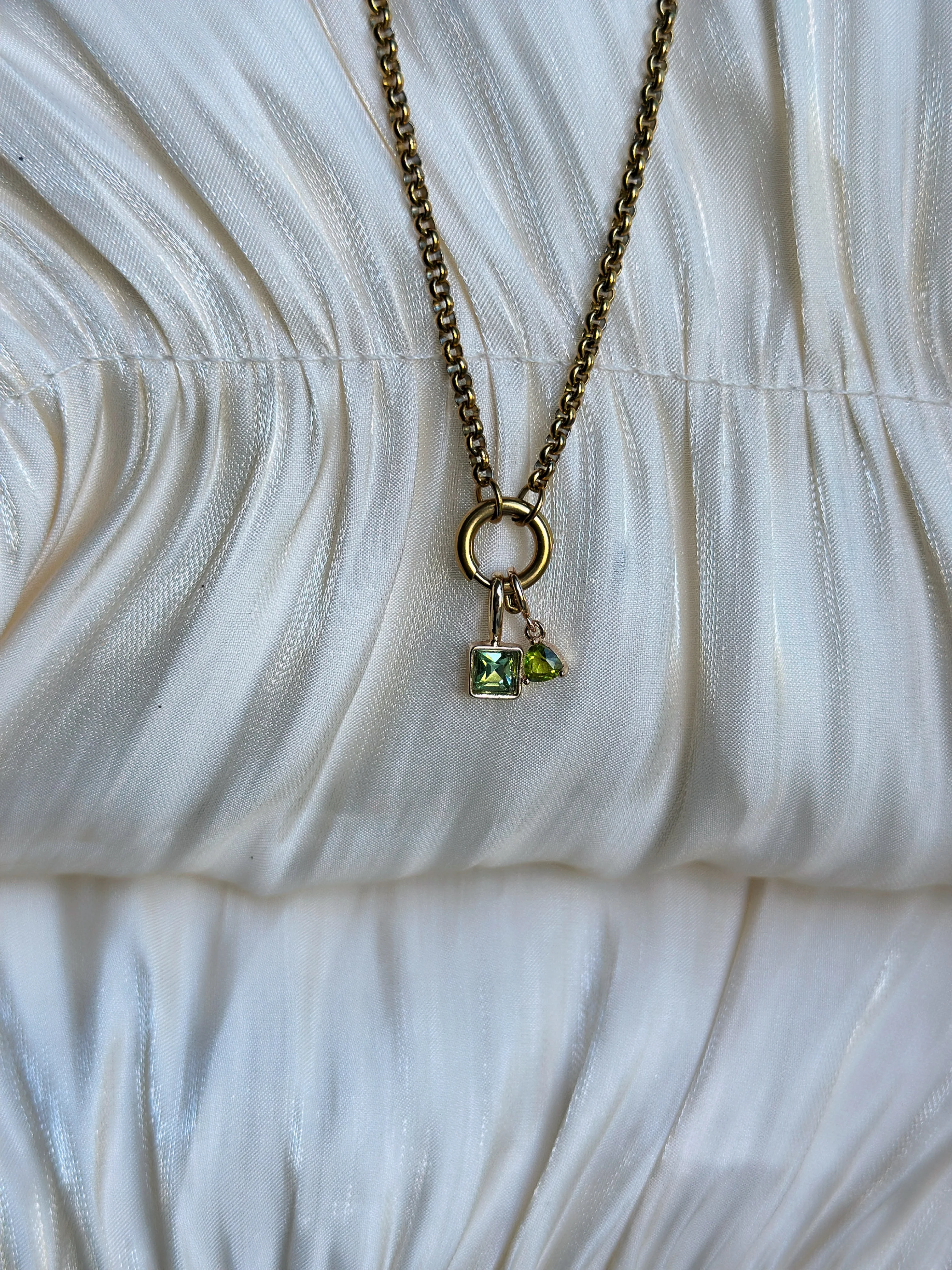 Elara Dual Charm - Necklace (Light Green) - Image 2
