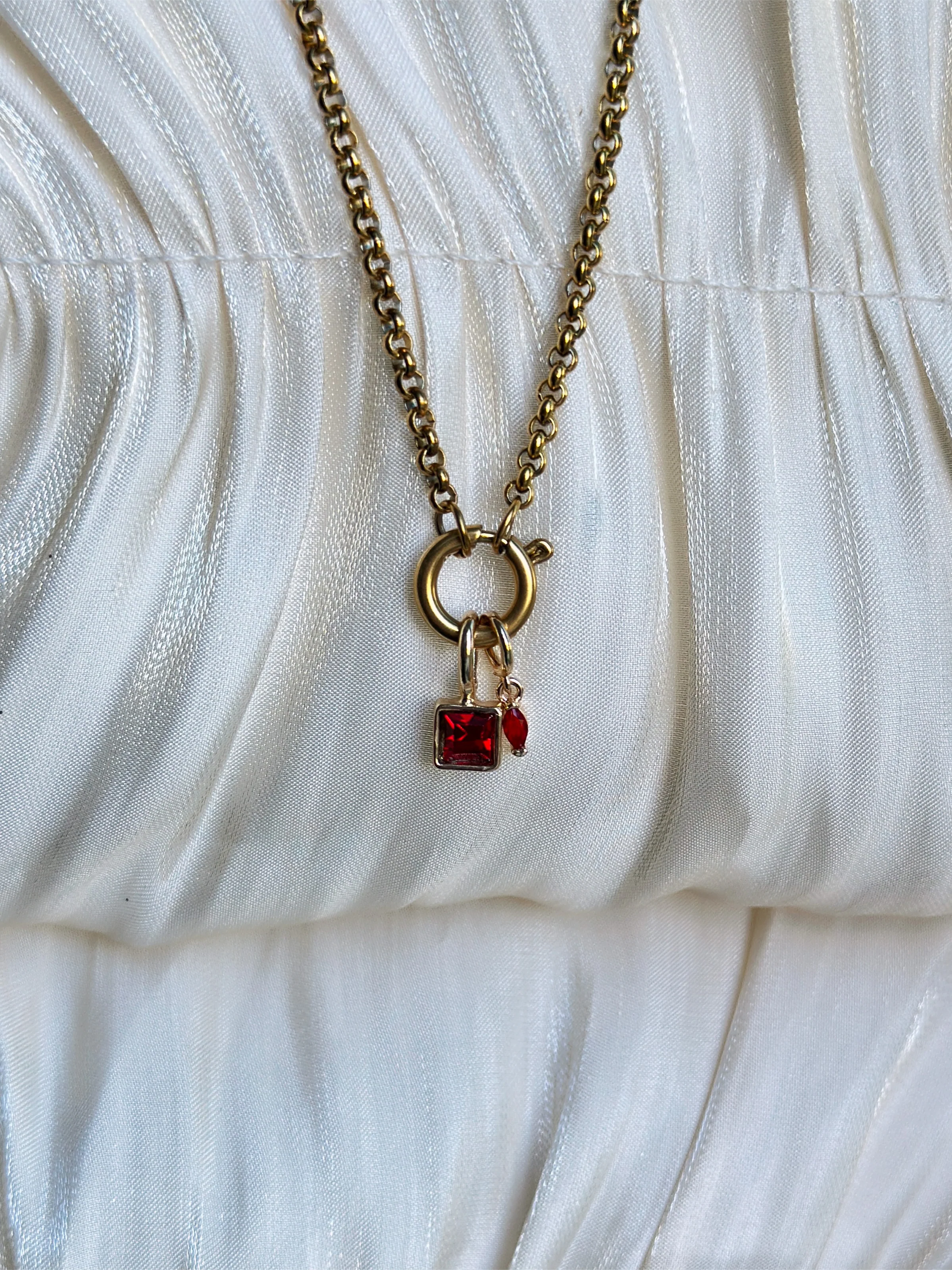 Elara Dual Charm - Necklace (Ruby Red) - Image 4