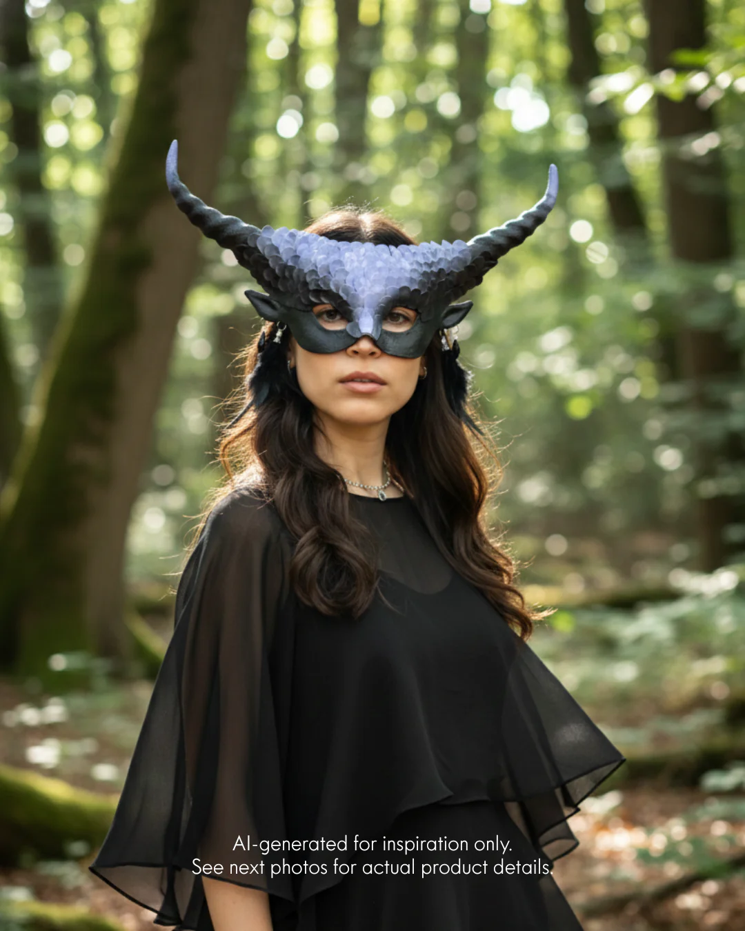 Dragon Nightspire Horn Mask - Black/Lavender