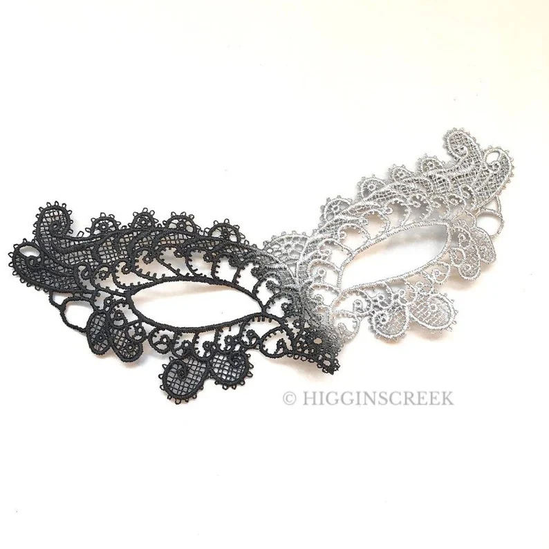 Elara Lace Mask - Black/Silver Ombre