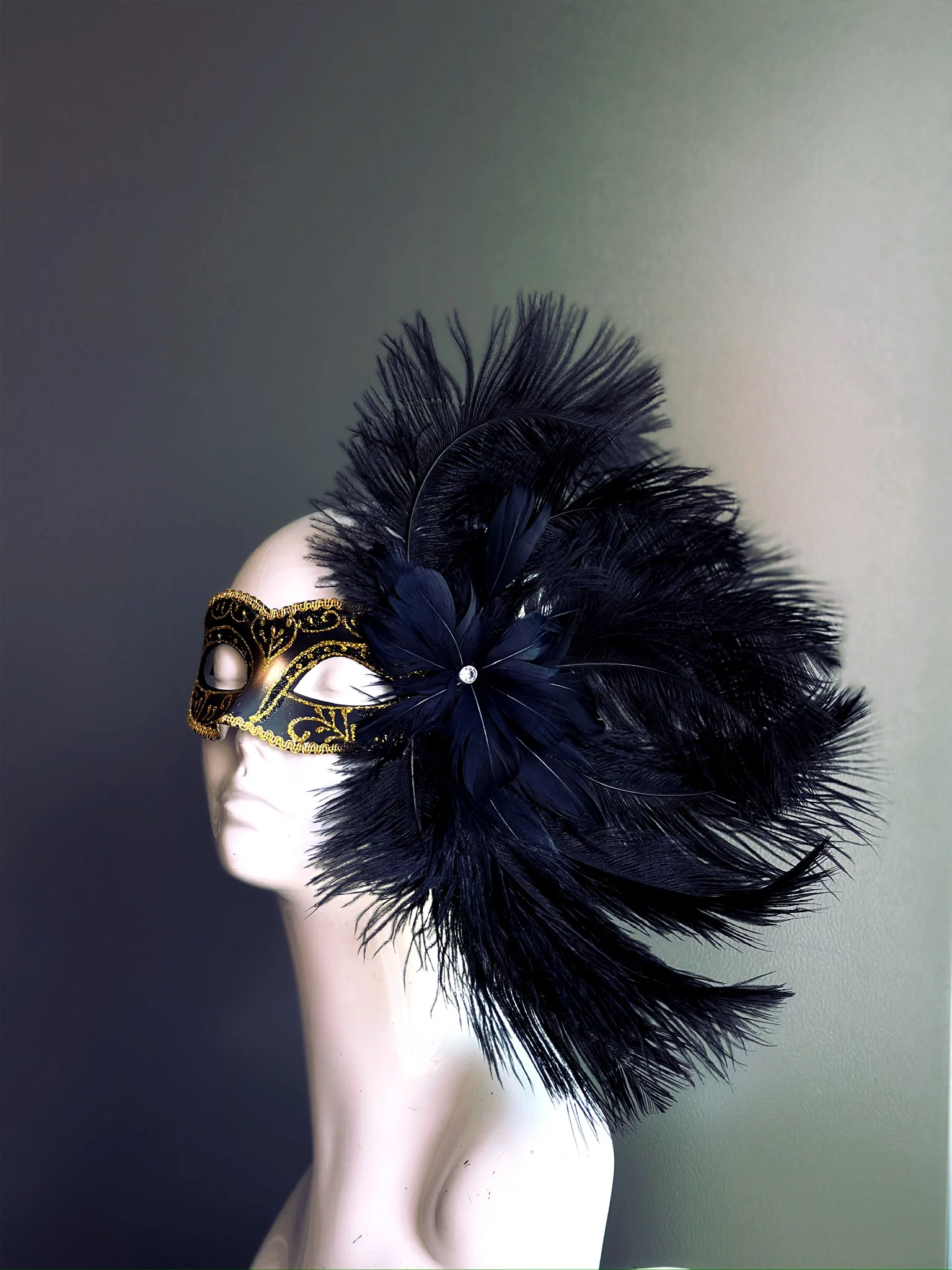 Feather Daze Mask - Black/Gold - Image 2