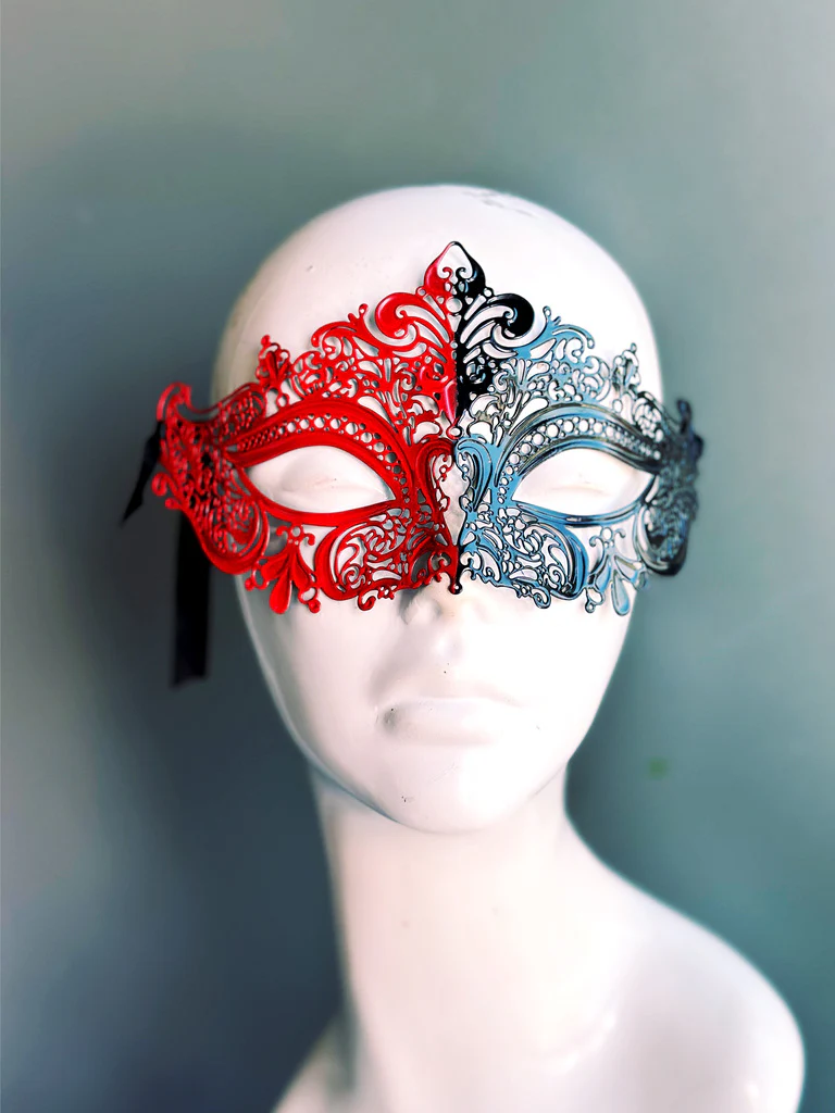 Yin Yang Metal Mask - Red Black